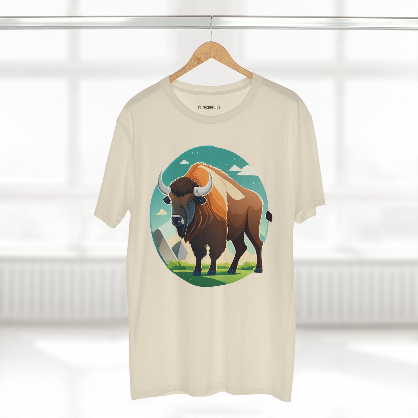 Bison Shirt Unisex Premium Cotton Tee With Original Art Design From Retro2Nova Animals Collection Exclusive Art Series