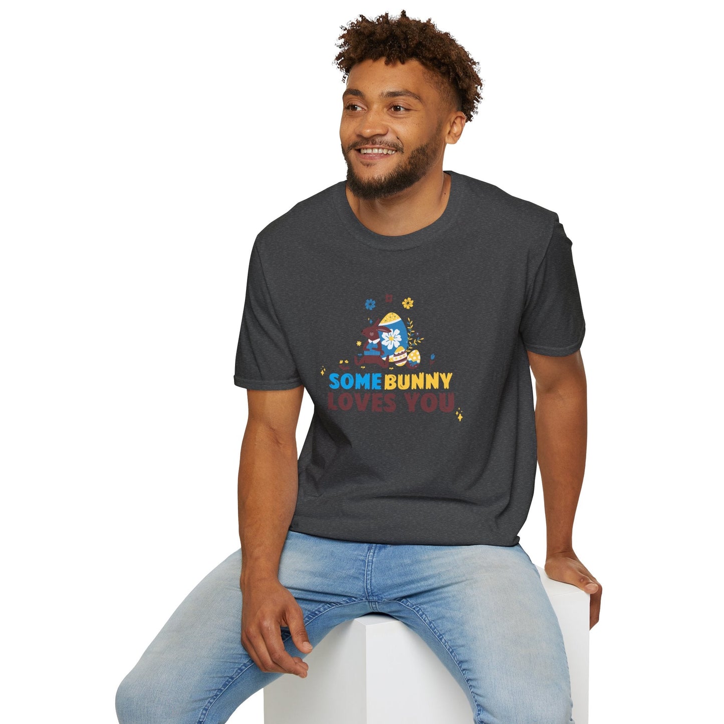 Easter Bunny T Shirt Unisex Gildan Softstyle 64000 Art Design With Easter Prints