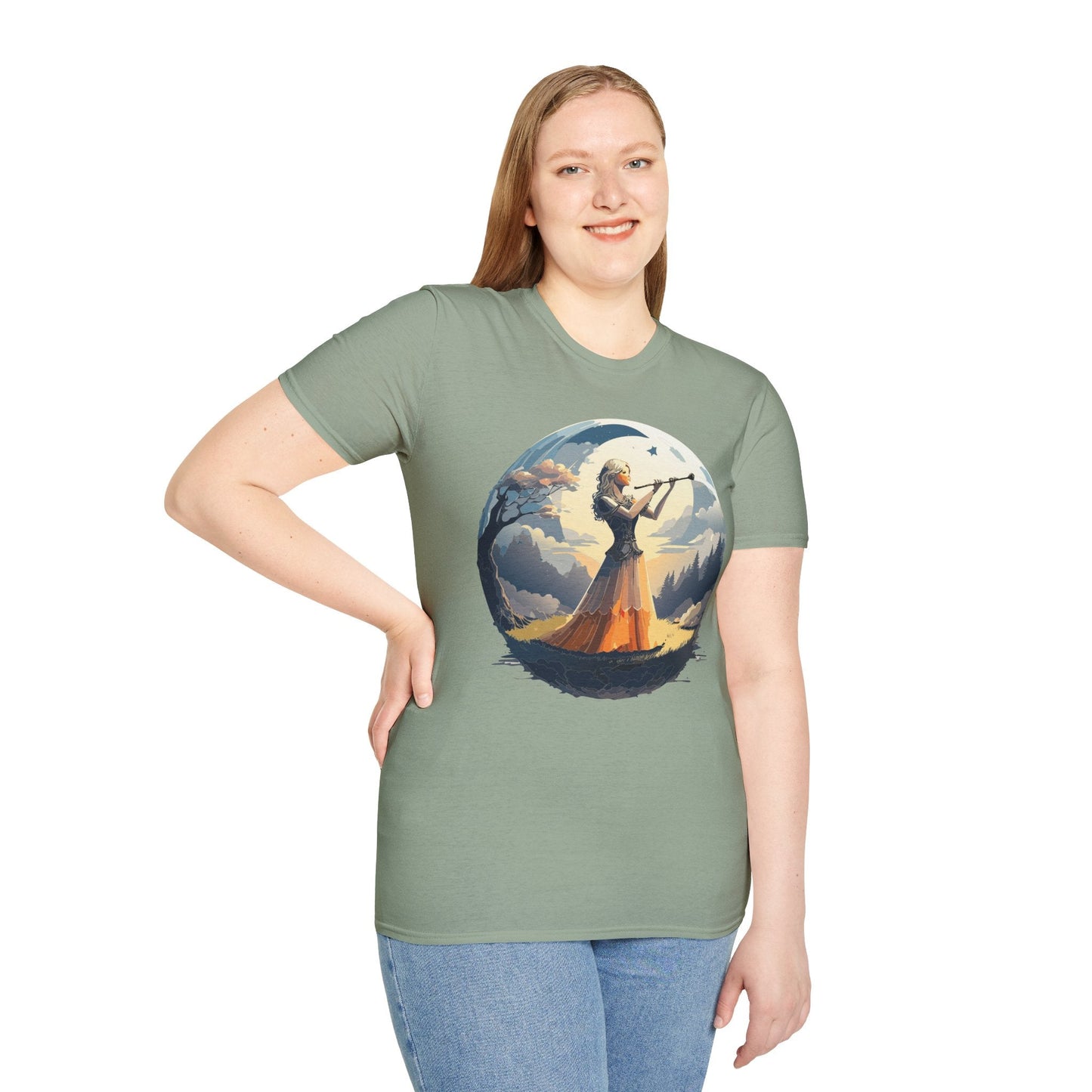 Unisex Softstyle Graphic T Shirt 100 Percent Ring Spun Cotton Art Design Tee For Women