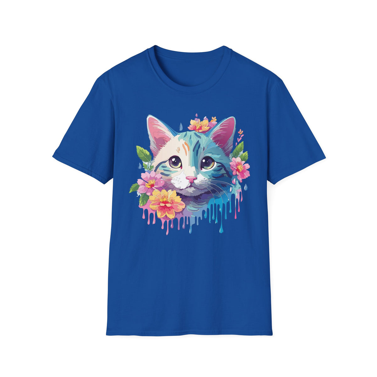 Colorful Watercolor Cat Tee | Floral Crown Cat T-Shirt