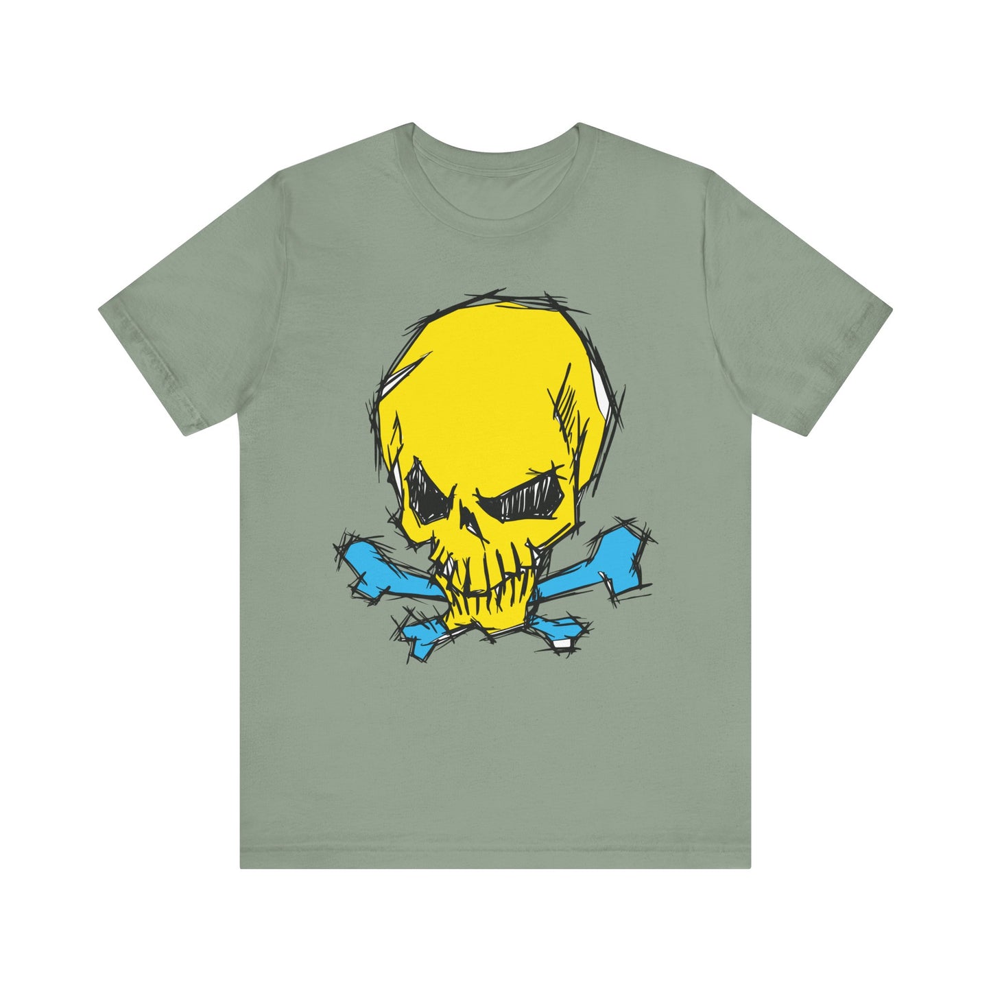 2-Yellow Skull Graphic Design Tee, Skull Shirt, Vintage Tees, Art Design T-Shirt, Vintage Graphic Tee, Art Shirts with Skulls
