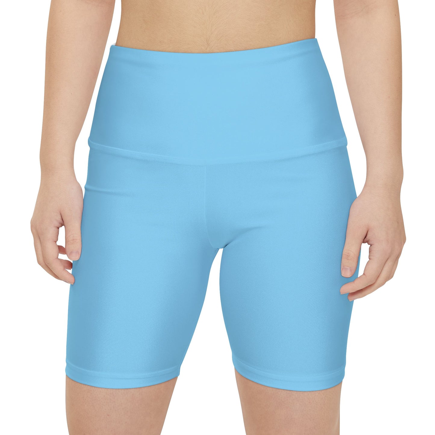 Turquoise Blue Women's Workout Shorts — Solid High-Waist Biker Shorts for Exercise & Everyday Wear