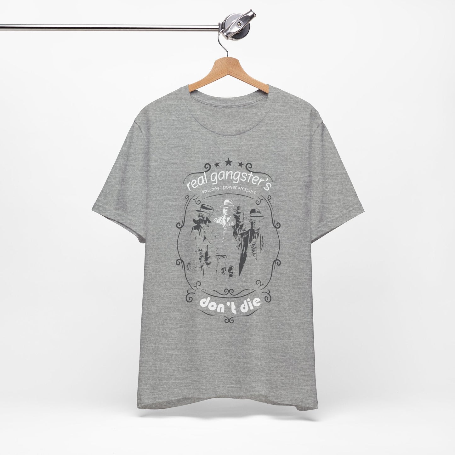 Real Gangsters Don't Die T-Shirt Vintage Outlaw Illustration Retro Biker Tee A-3