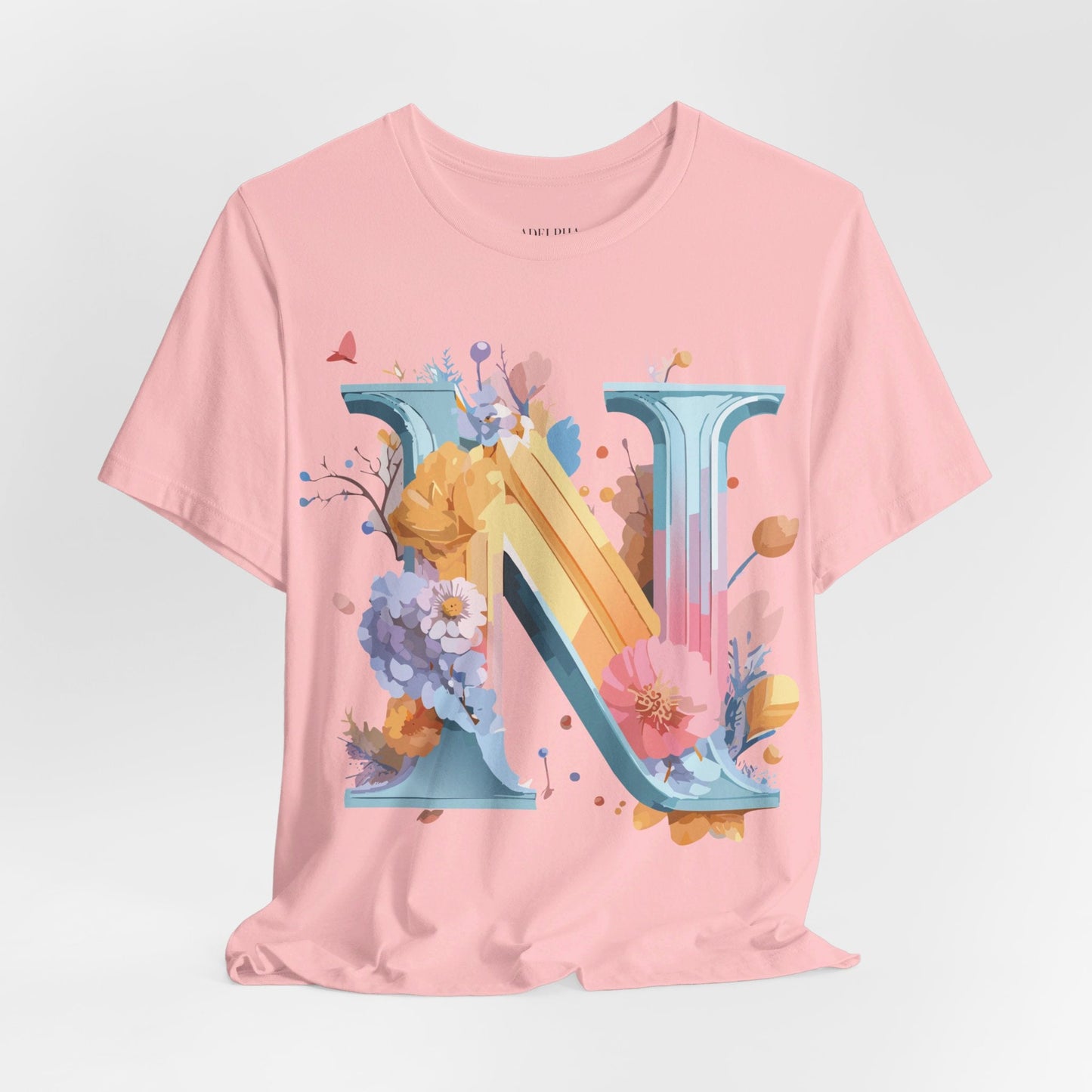 Letter N Shirt Classic Unisex Graphic Tee With Premium Vintage Adelpha Artwork Jersey Short Sleeve