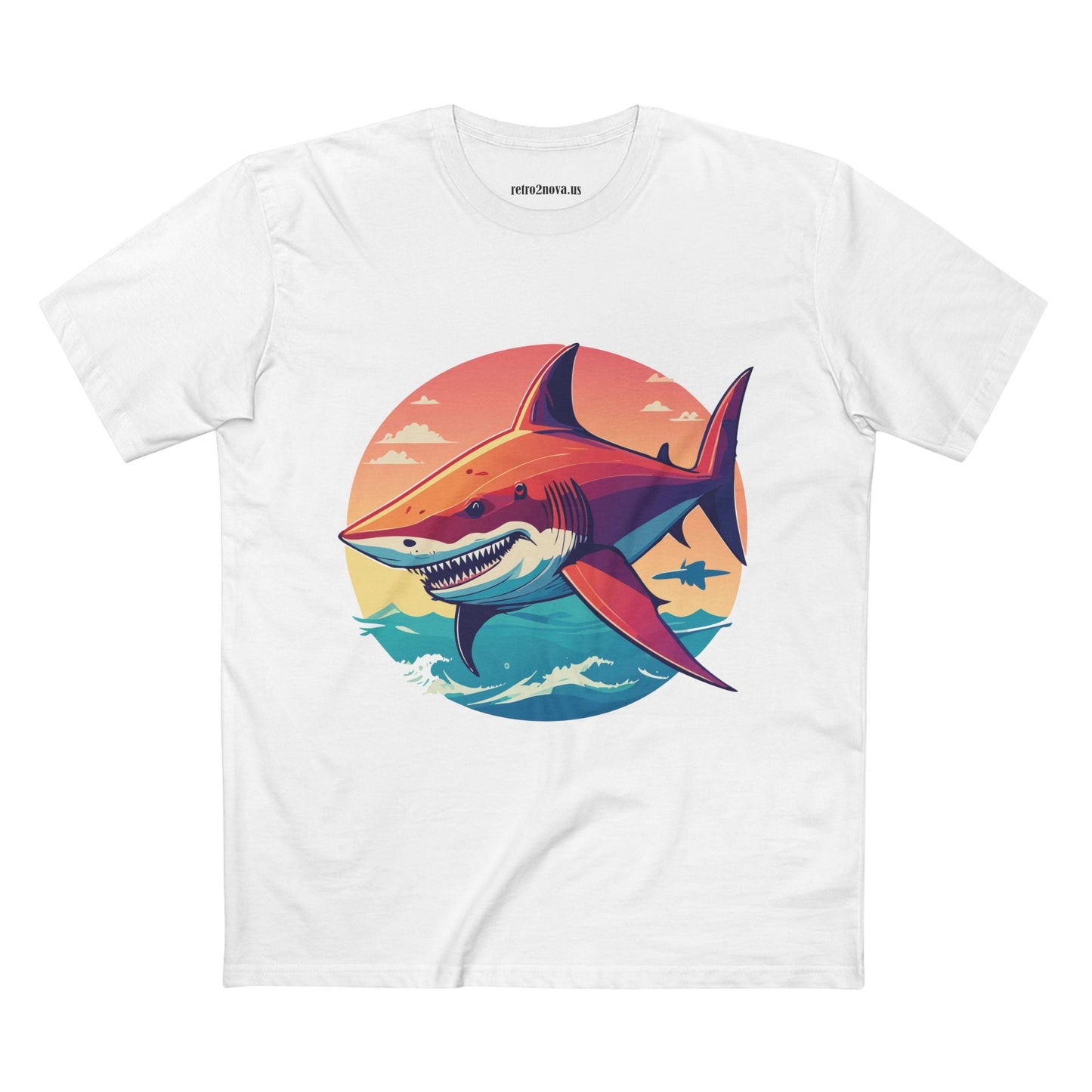 Unisex Premium Cotton Staple Tee With Original Art Shark Shirt From Retro2Nova Art Collection Soft Breathable Comfort