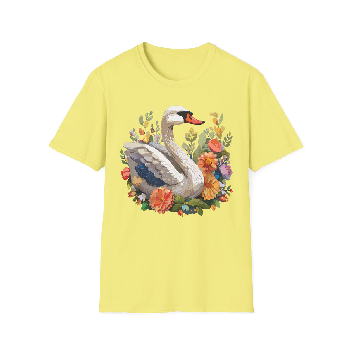 Swan Floral Illustration T-Shirt | Swans, Flowers, Botanical Art