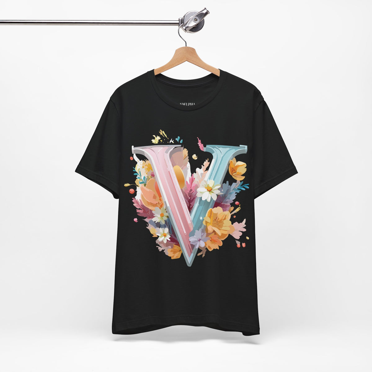 Letter V Graphic Unisex Cotton Bella+Canvas Tee with Art Letter Design