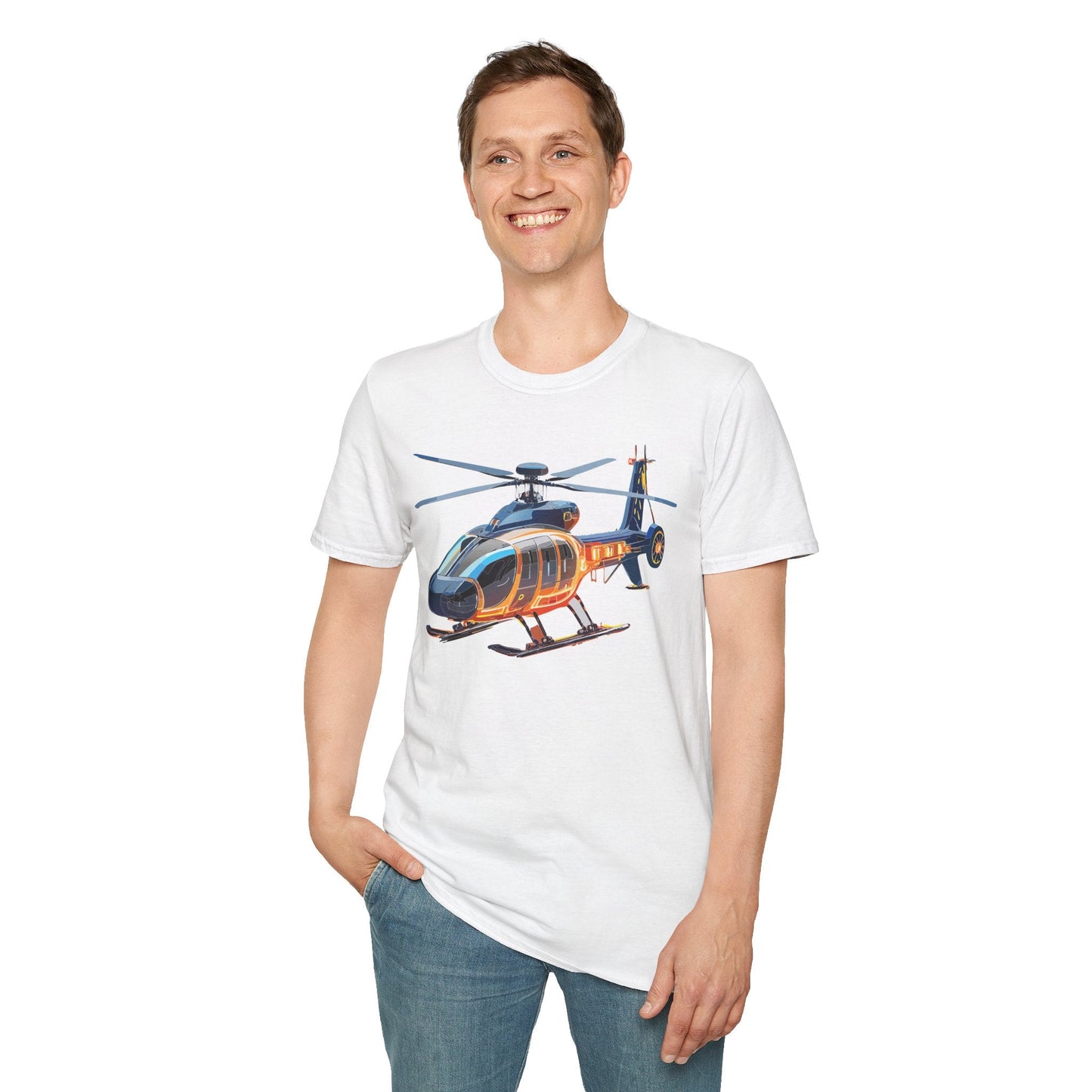 Unisex Helicopter Graphic T Shirt Softstyle 64000 Short Sleeve Chopper Tee For Everyday Comfort