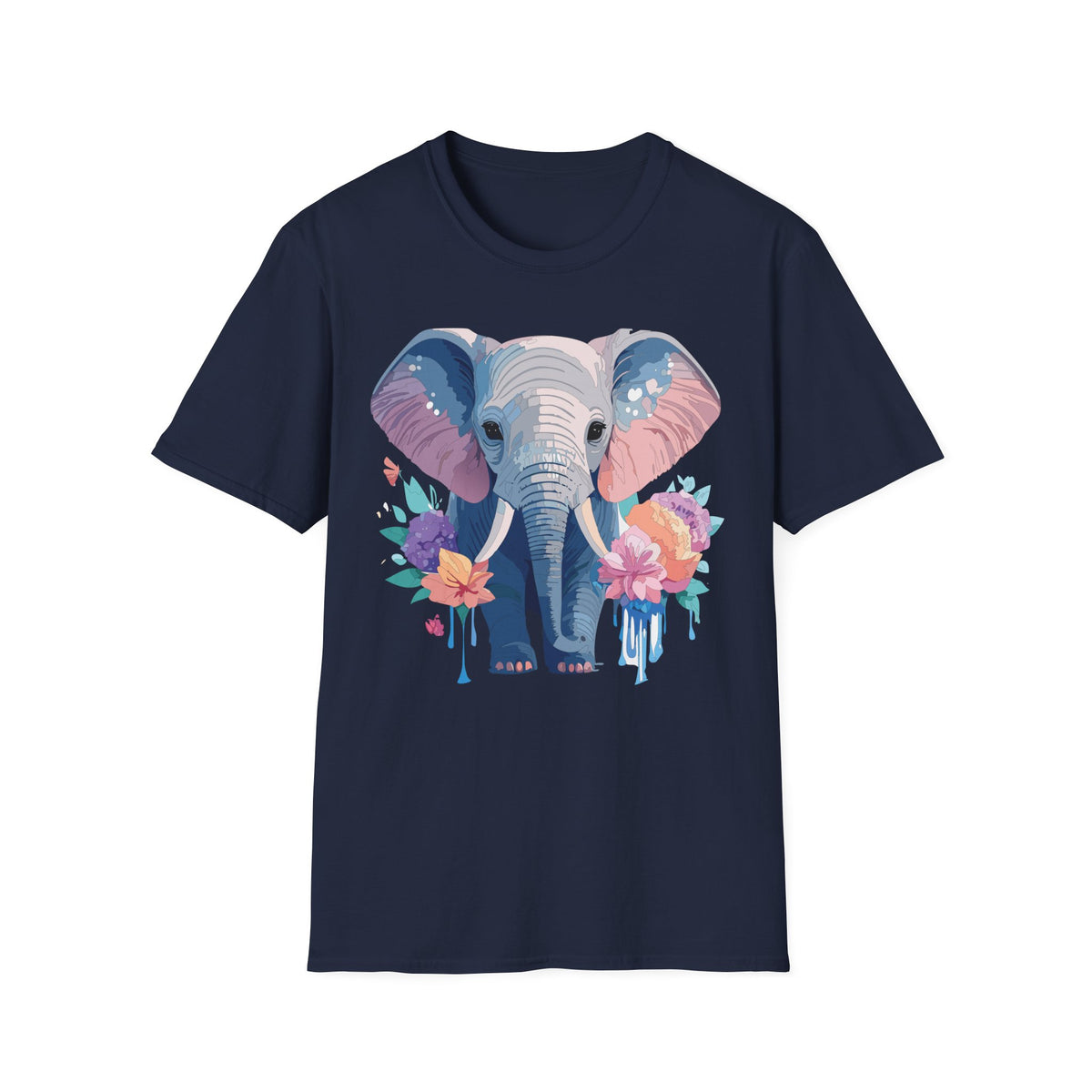 Watercolor Baby Elephant T-Shirt | Floral Safari Tee
