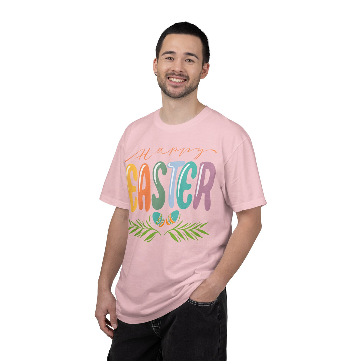 Happy Easter T-Shirt, Tee Shirt with Easter Signature, T Shirt with Easter Prints, Tee Shirt with Easter Design
