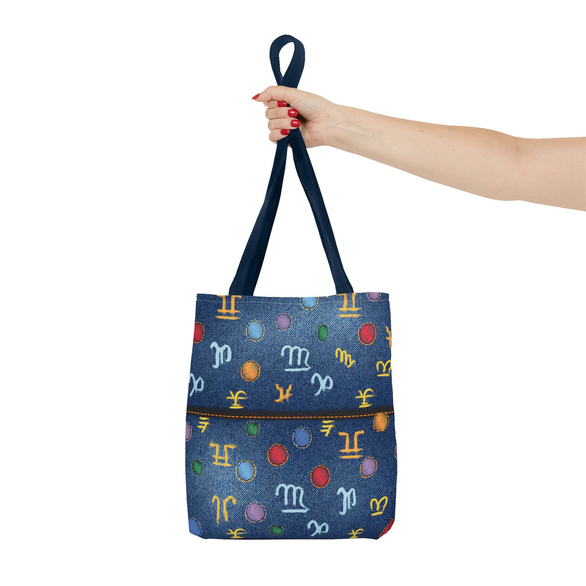 Denim Fabric Imitation Print Unisex Canvas Bag Poly Spun 3 Sizes Tote Bag 184-4