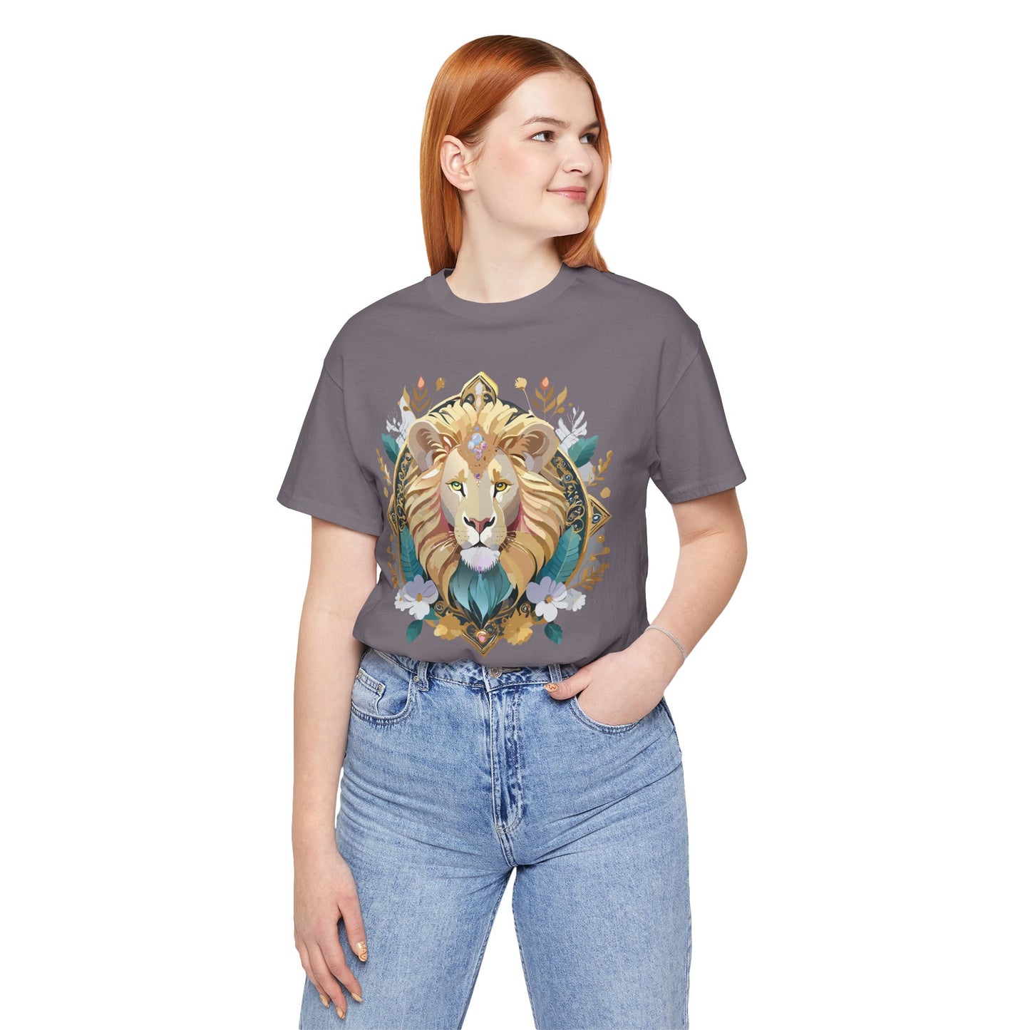 Unisex Lion Graphic Tee, Animal Shirt, Tee Shirt with Lion, Medallion T-Shirt, Animal Medallion Tees 2