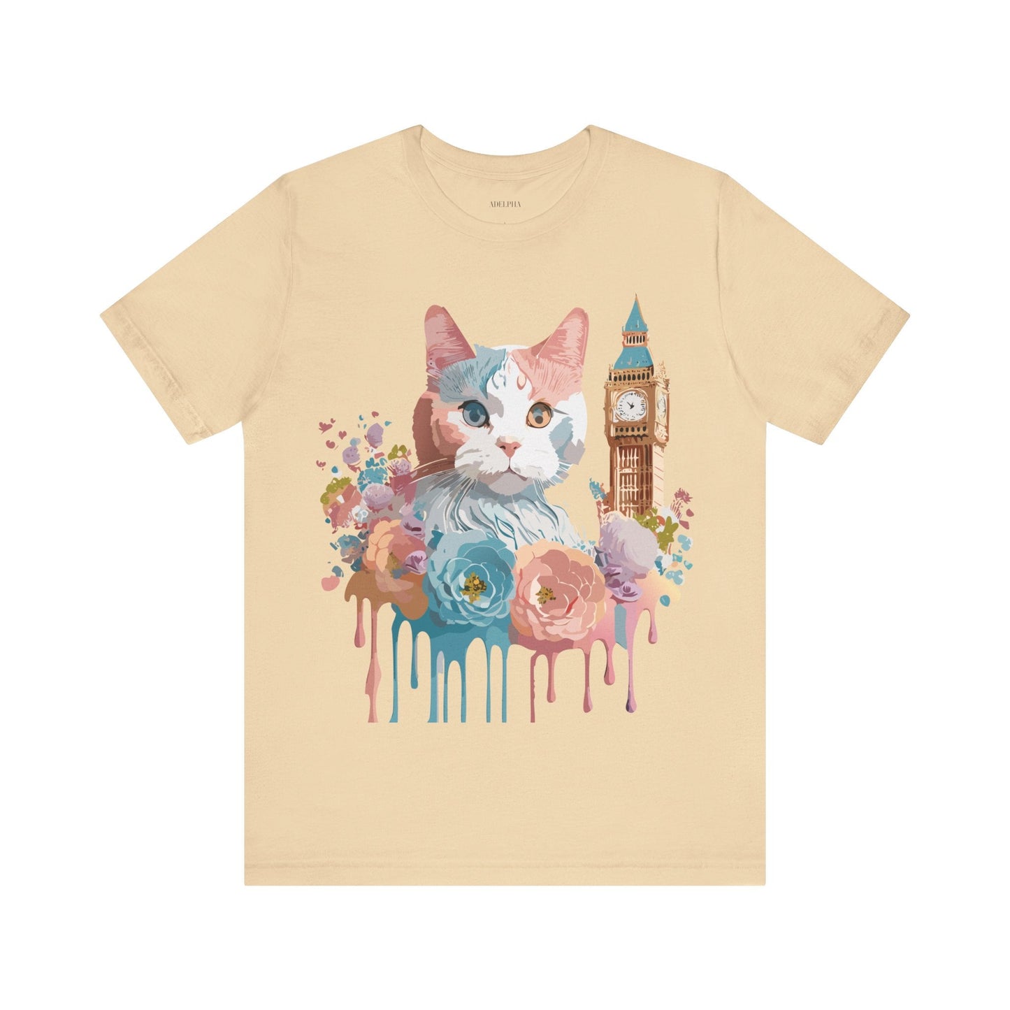 Unisex Cat Graphic Tee With Short Sleeve Vintage Inspired Art Adelpha