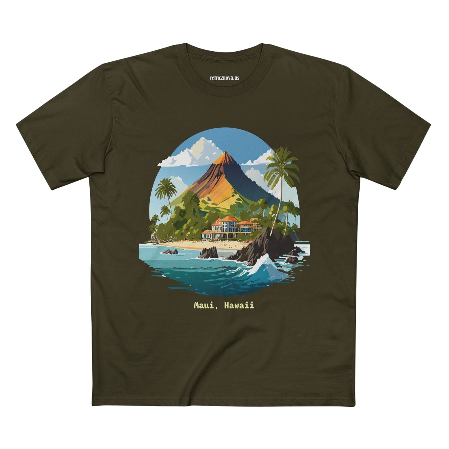 Retro2Nova Unisex Premium Cotton Art Tee Travel Shirt Hawaii Design Comfortable Everyday Tee