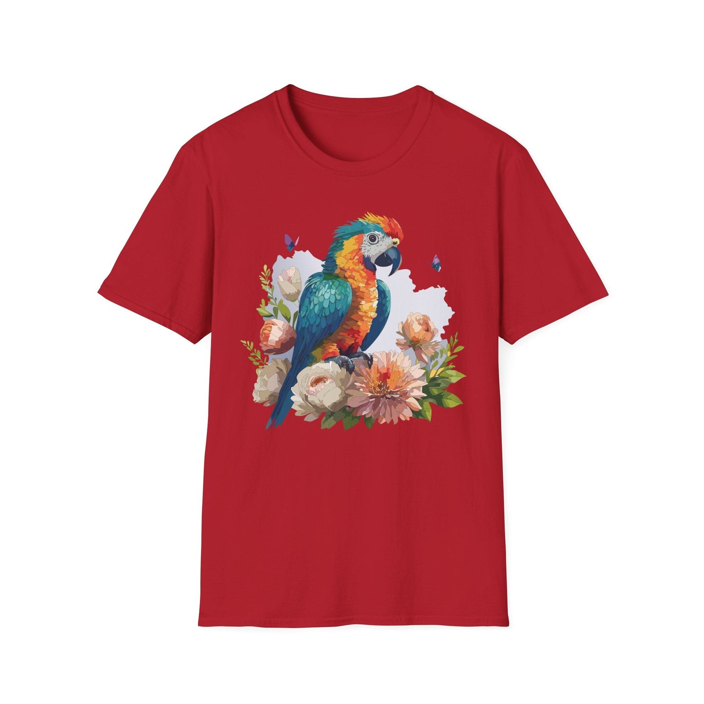 Bird T Shirt Floral Bird Print Unisex Softstyle Cotton Tee Animal Graphic Tee For Everyday Wear