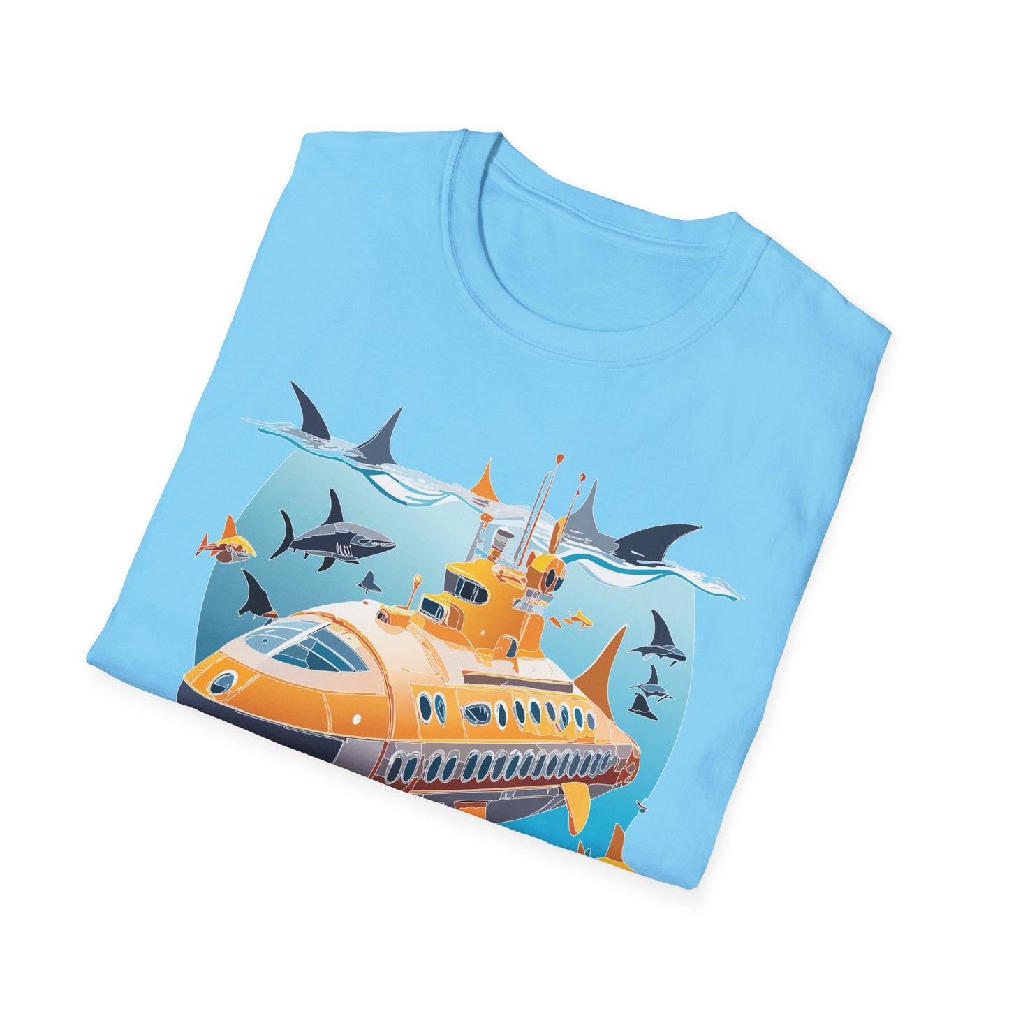 Ocean Themed Unisex Gildan Softstyle 64000 Short Sleeve T Shirt With Ocean Art Design