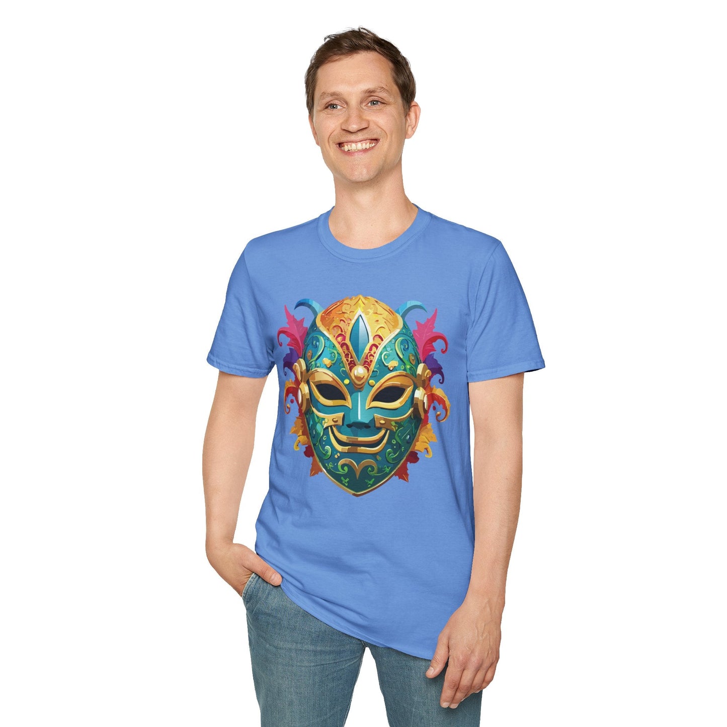 Mask Graphic Unisex Cotton Masquerade Design Artwork Tee 13