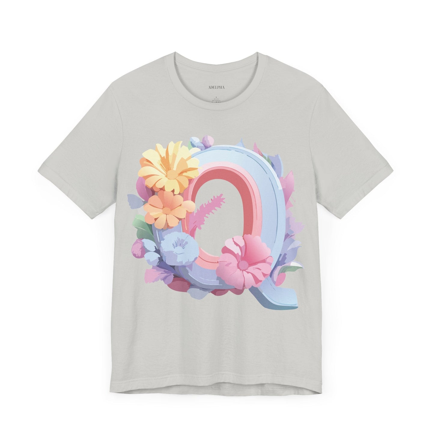 Unisex Letter Q Graphic Tee By Adelpha Vintage Inspired Art Design Short Sleeve Shirt
