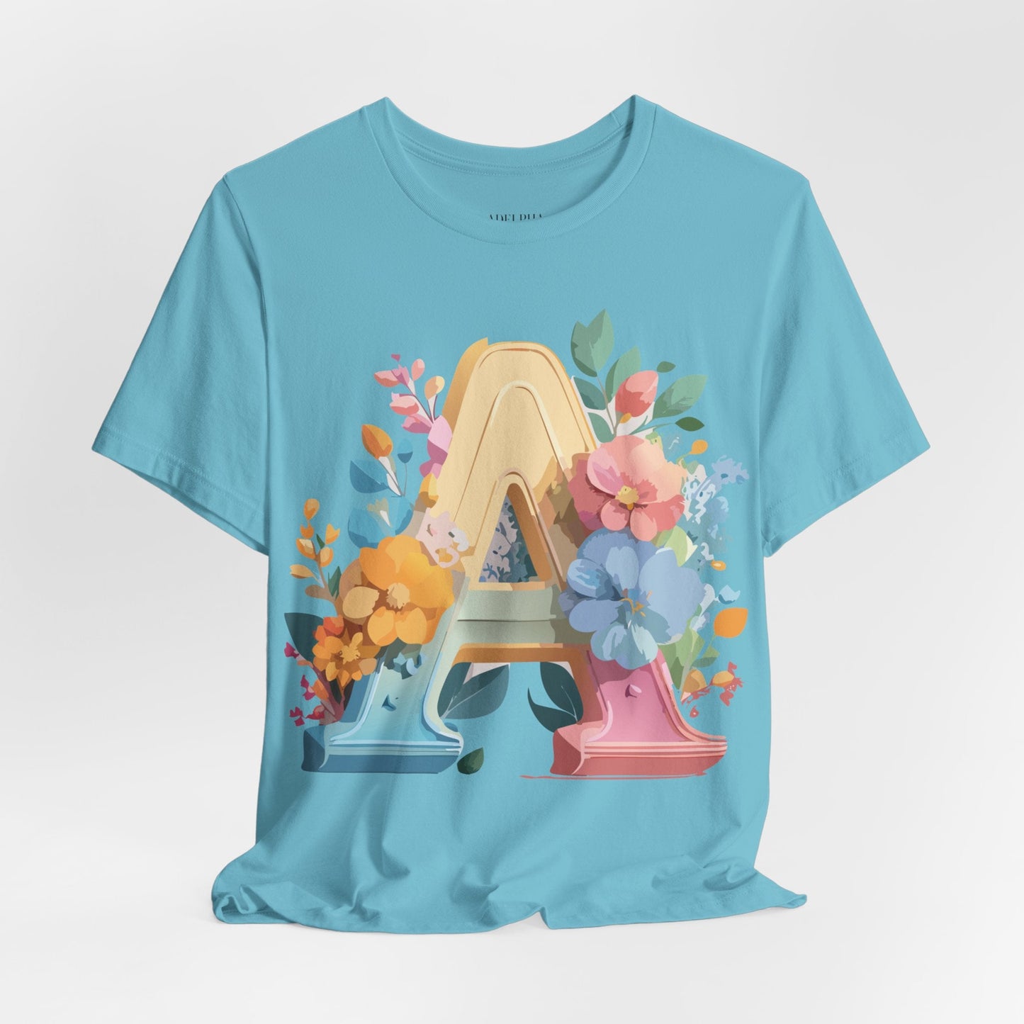 Letter A Shirt Graphic Tee Unisex Short Sleeve by Adelpha Vintage Inspired Art Tee
