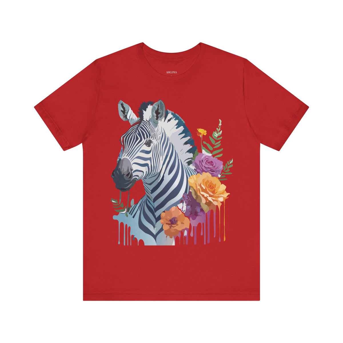 Zebra Graphic Unisex Cotton Bella+Canvas Tee with Art Animal Design e73