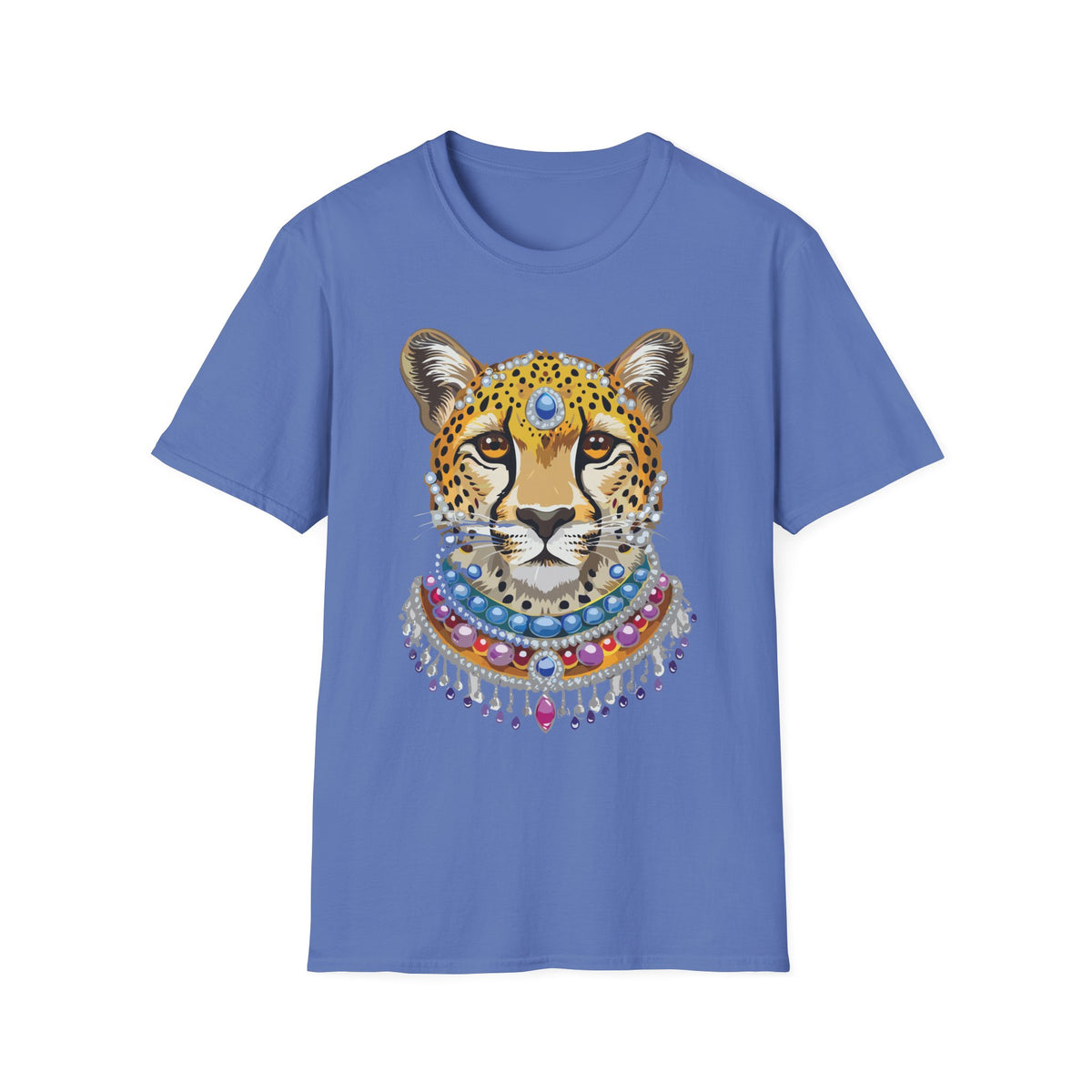 Jeweled Cheetah Face T-Shirt | Boho Leopard Portrait Shirt