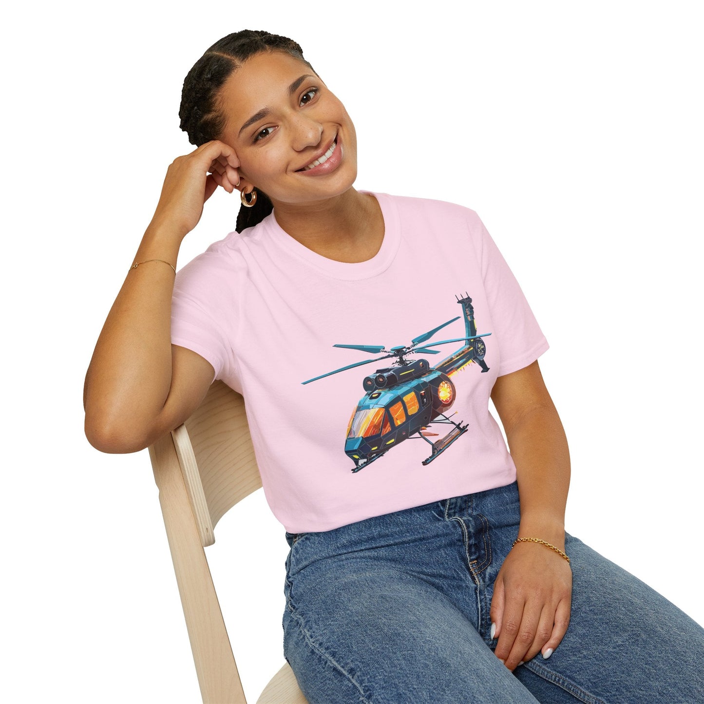 Chopper Helicopter Shirt Unisex Gildan Softstyle 64000 Cotton Tee Short Sleeve Graphic Tee