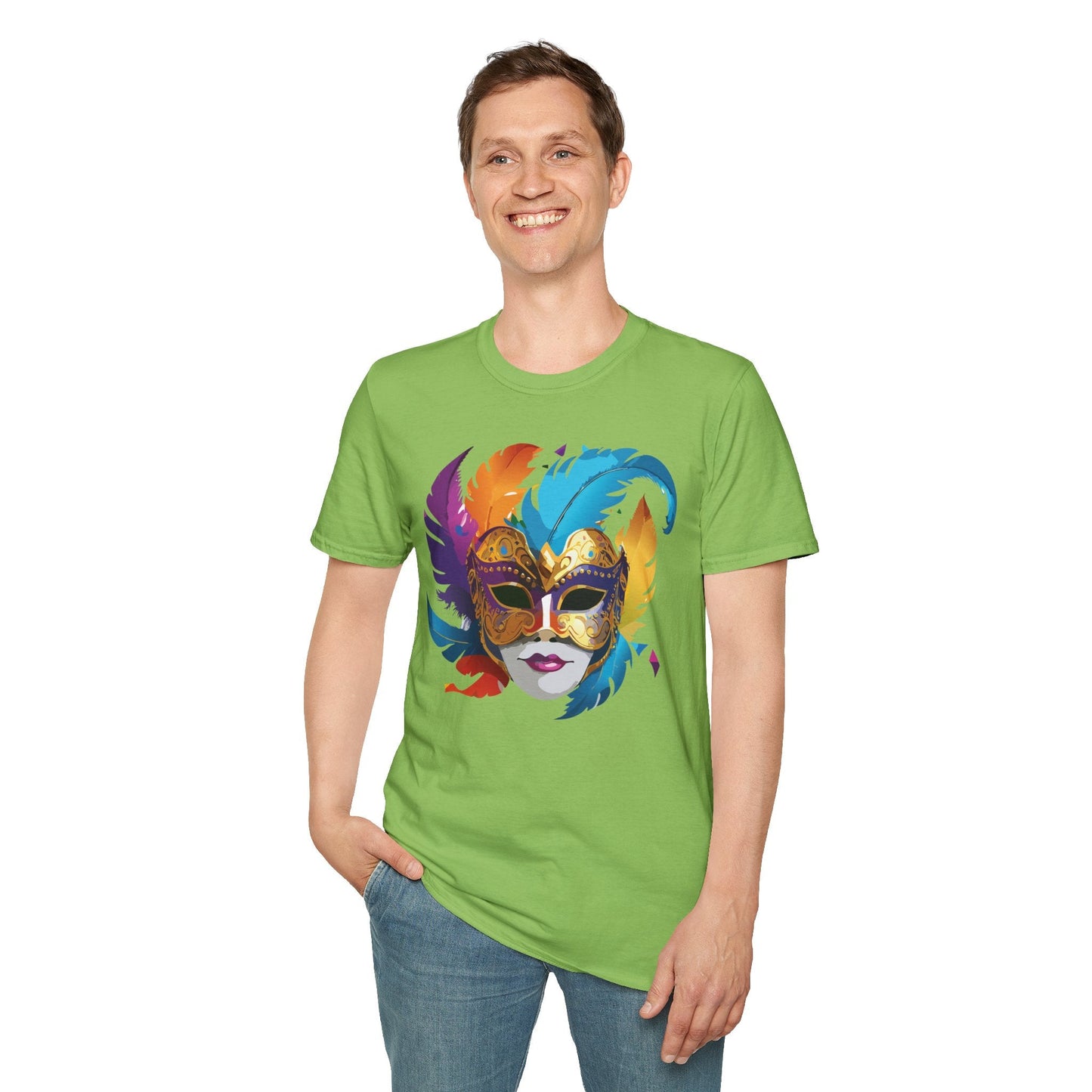 Mask Tee Shirt Unisex Short Sleeve Cotton Tee Art Design Masquerade Gildan Softstyle 64000