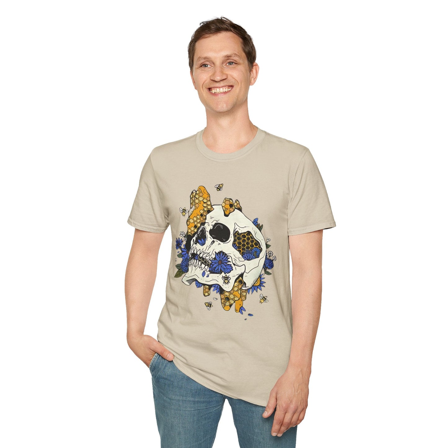 Skull Tee Shirt Unisex Skeleton Design Gildan Softstyle 64000 100 Percent Ring Spun Cotton Tee