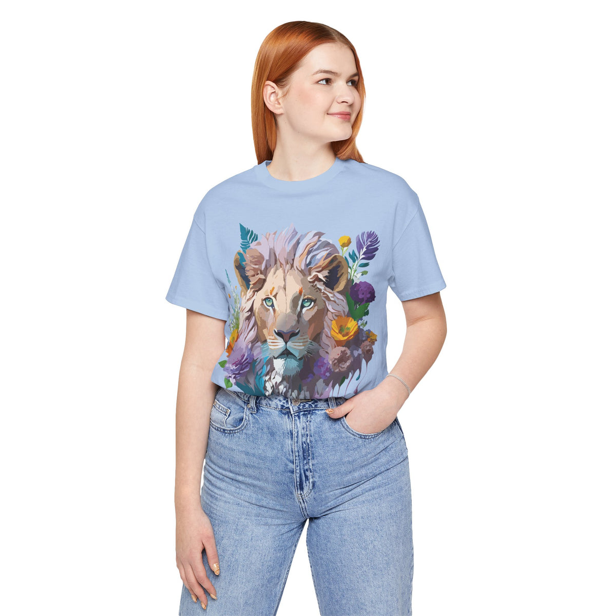 Lion Graphic Unisex Cotton Bella+Canvas Tee with Art Animal Design e44