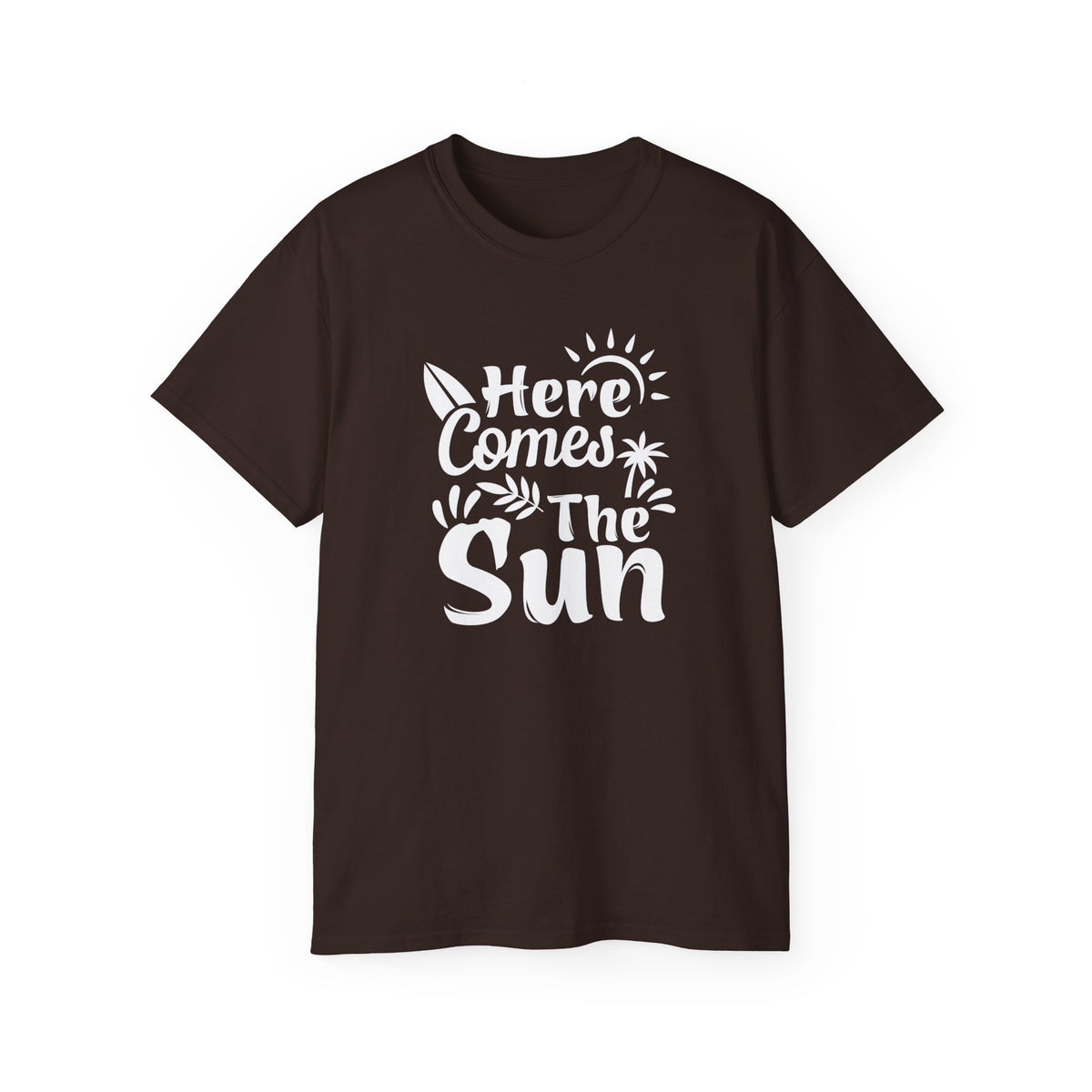 Here Comes The Sun T-Shirt | Surf Palm Tree Sunshine Graphic