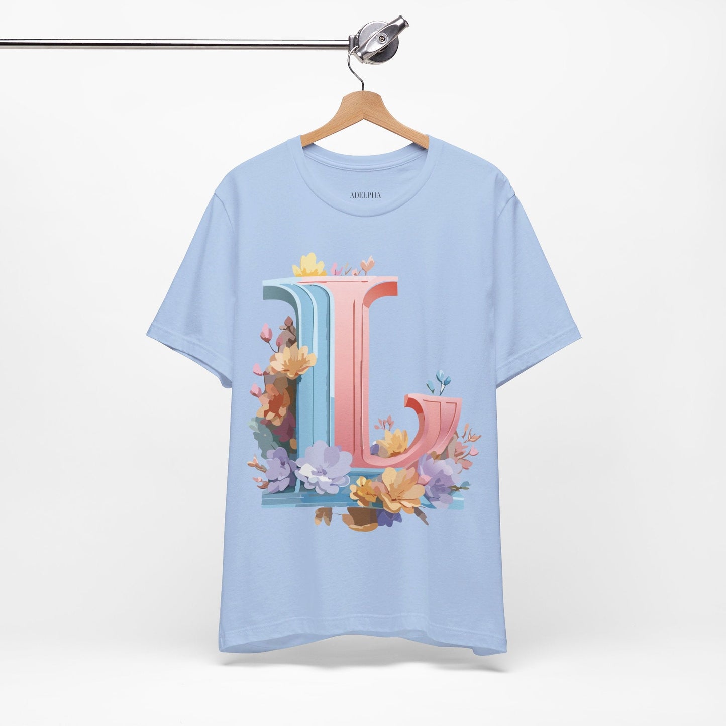 Letter L Shirt Graphic Tee Unisex Short Sleeve Vintage Inspired Artwork Adelpha Premium