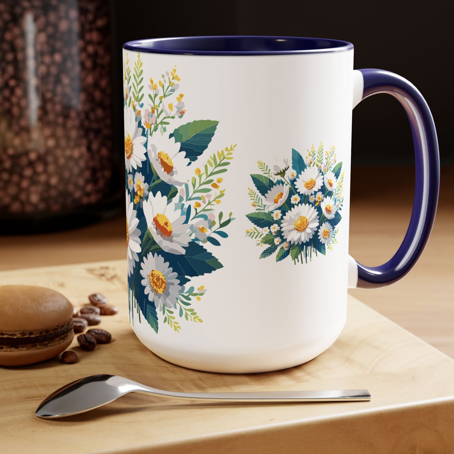 Two-Tone Coffee Mug with flowers