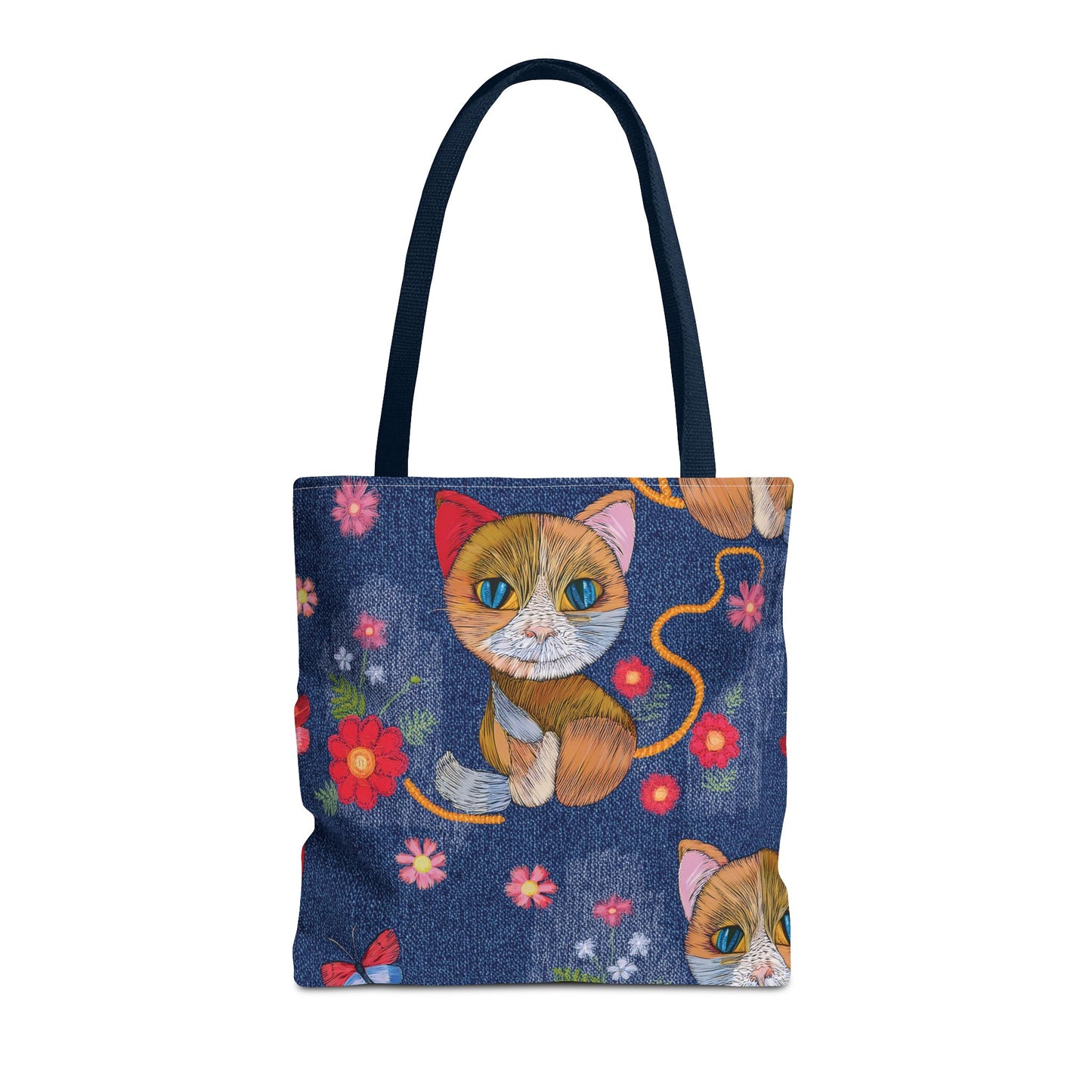 Denim Fabric Imitation Print Unisex Canvas Bag Poly Spun 3 Sizes Tote Bag 190-12