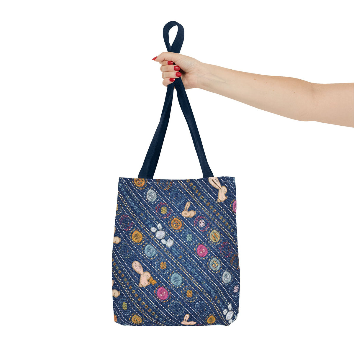 Easter Graphic Design Denim Fabric Imitation Print Unisex Canvas Bag Poly Spun 3 Sizes Tote Bag 204-11