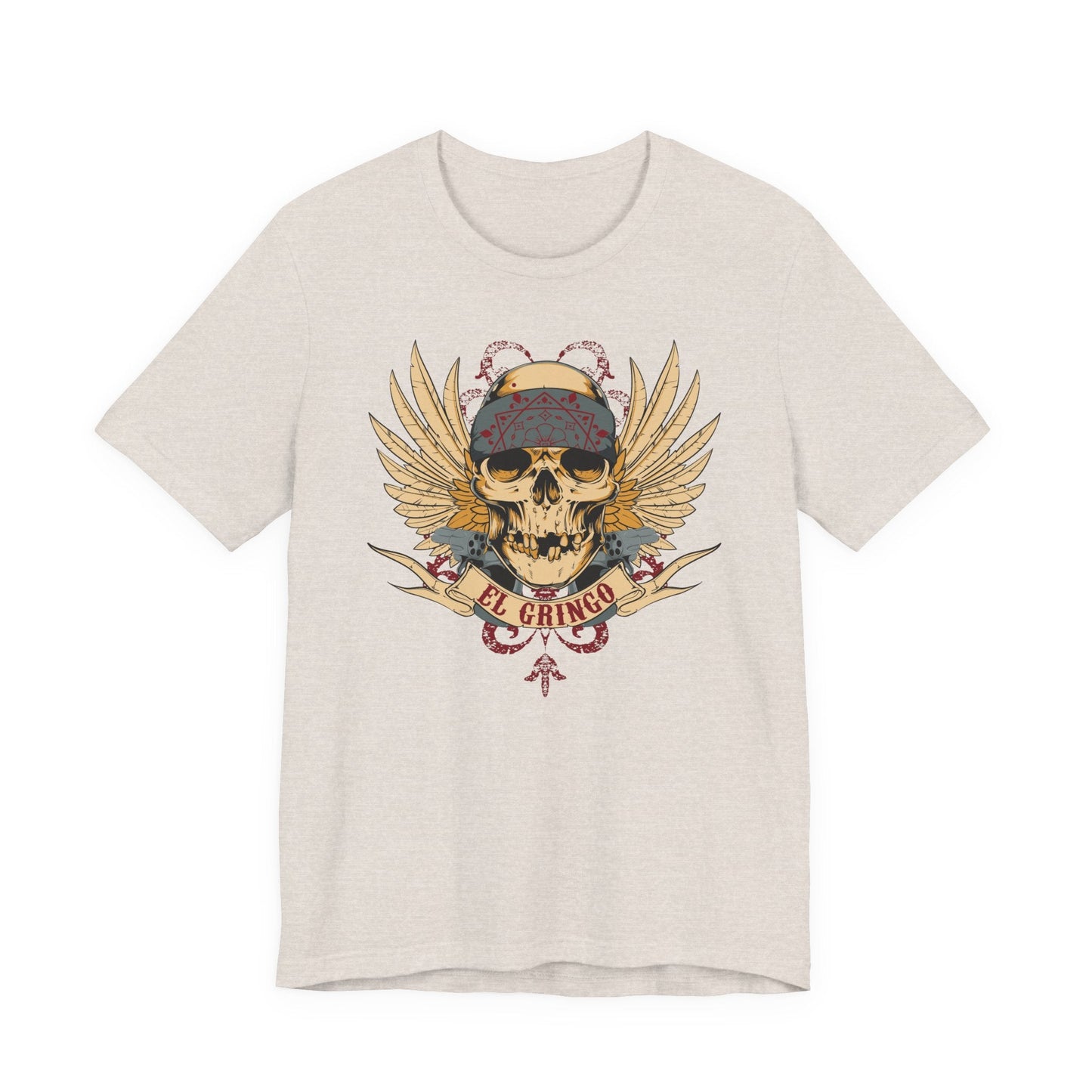 El Gringo Skull with Wings T-Shirt Vintage Tattoo Style Art-53