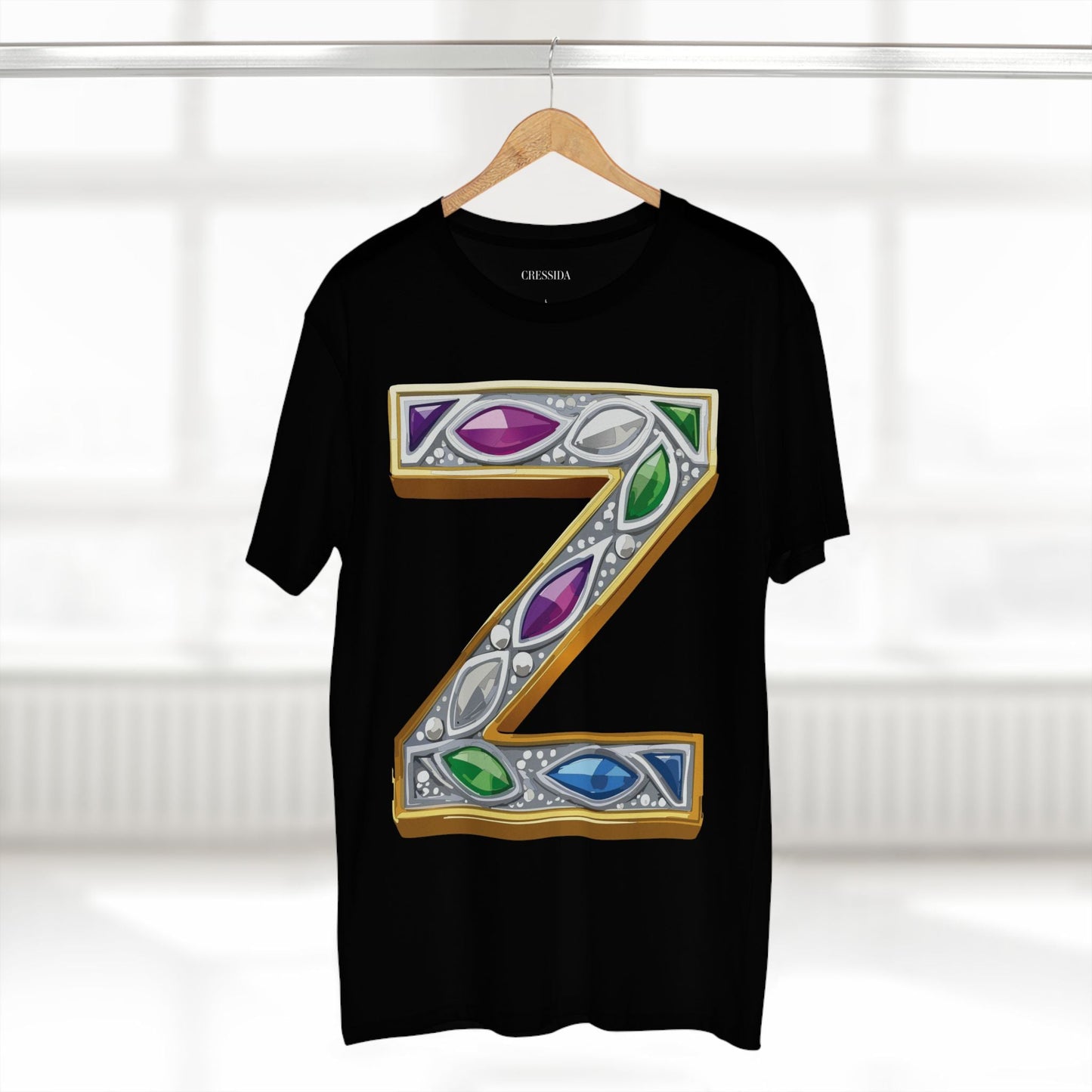 Letter Z Graphic Design Tee Unisex 100 Cotton With Antique Gold Letters Artwork T-Shirt