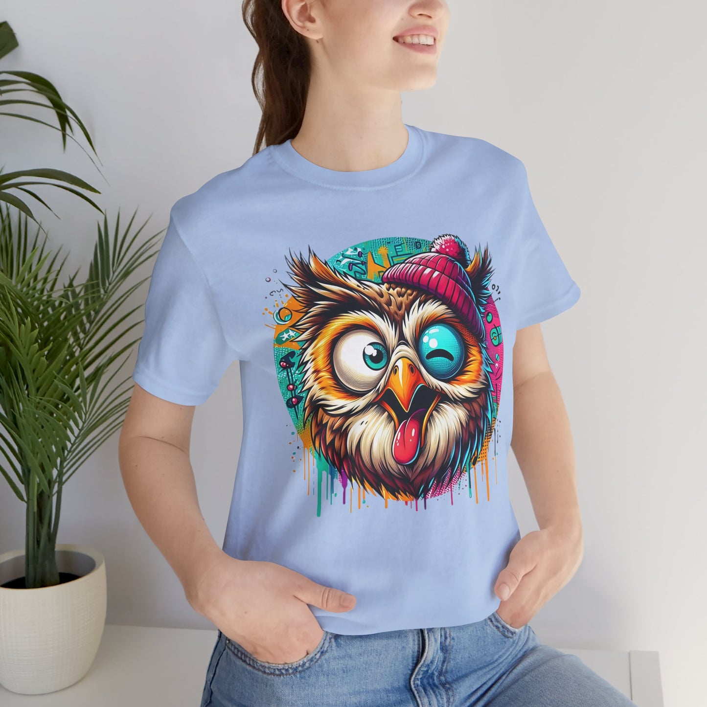 Colorful Owl Graphic Tee, Fun Owl Shirt, Funny Bird Shirt, Cute Cartoon Tees, Animal T-Shirt, Animal Tees, Art Design T-Shirt