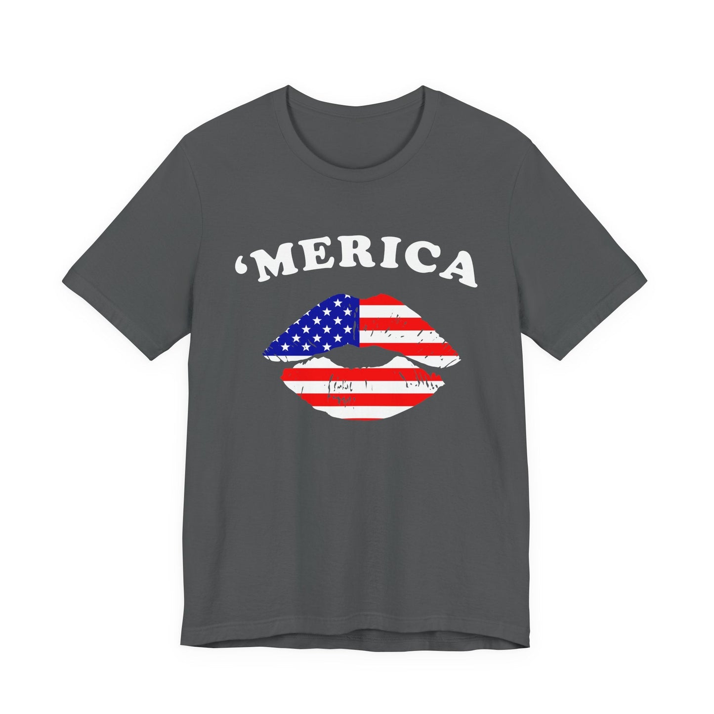 American Flag Lip Graphic Unisex Cotton T-Shirt a9