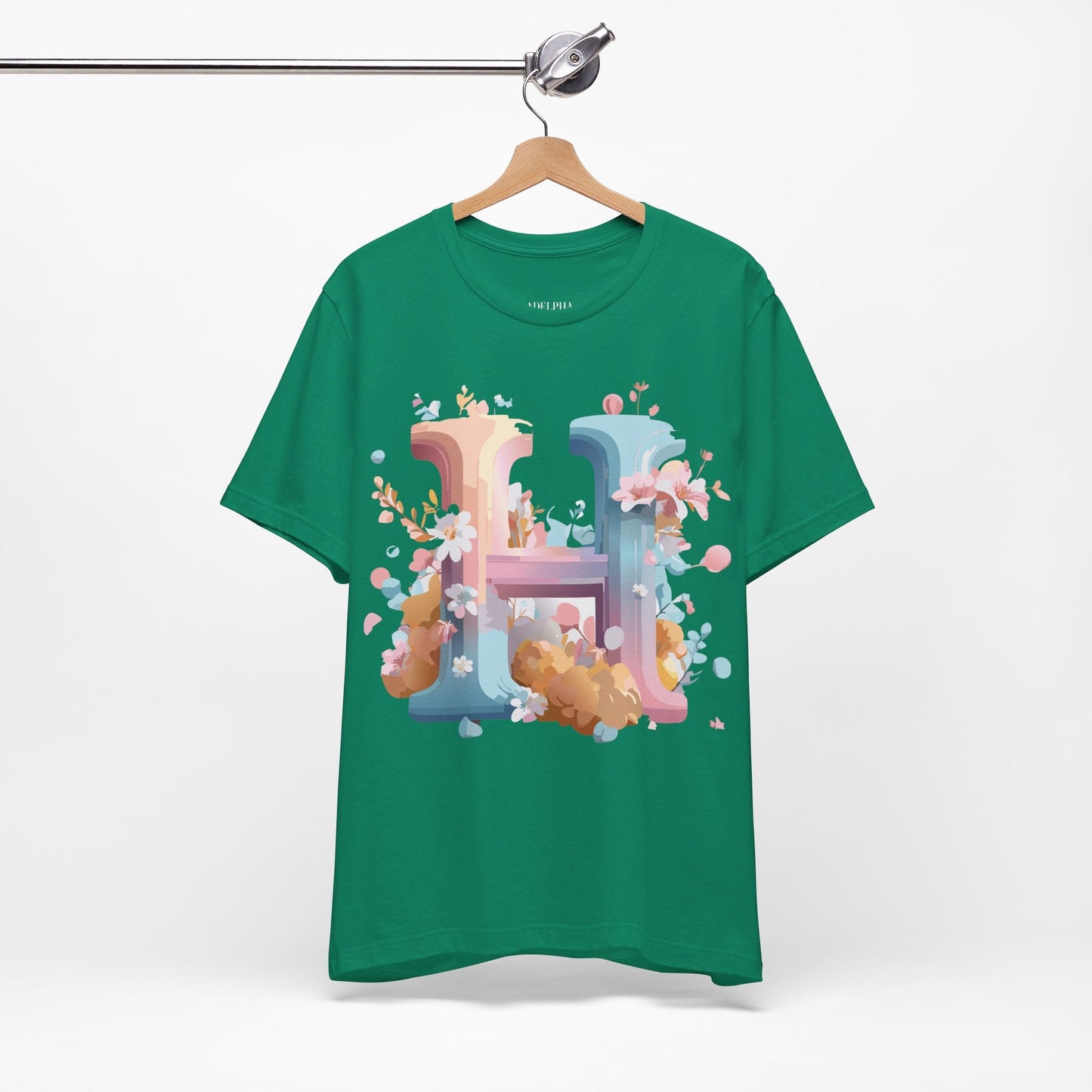 Letter H Shirt Unisex Graphic Tee By Adelpha Vintage Inspired Artwork Short Sleeve