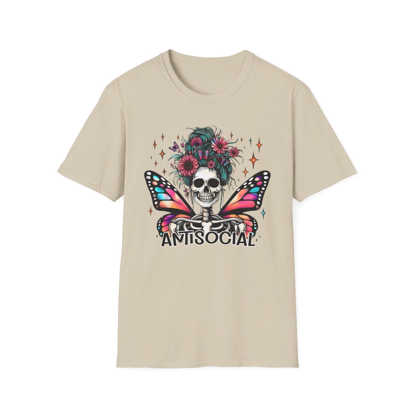 Unisex Skull Graphic Tee Shirt Short Sleeve Skeleton Gildan Softstyle 64000 100 Ring Spun Cotton