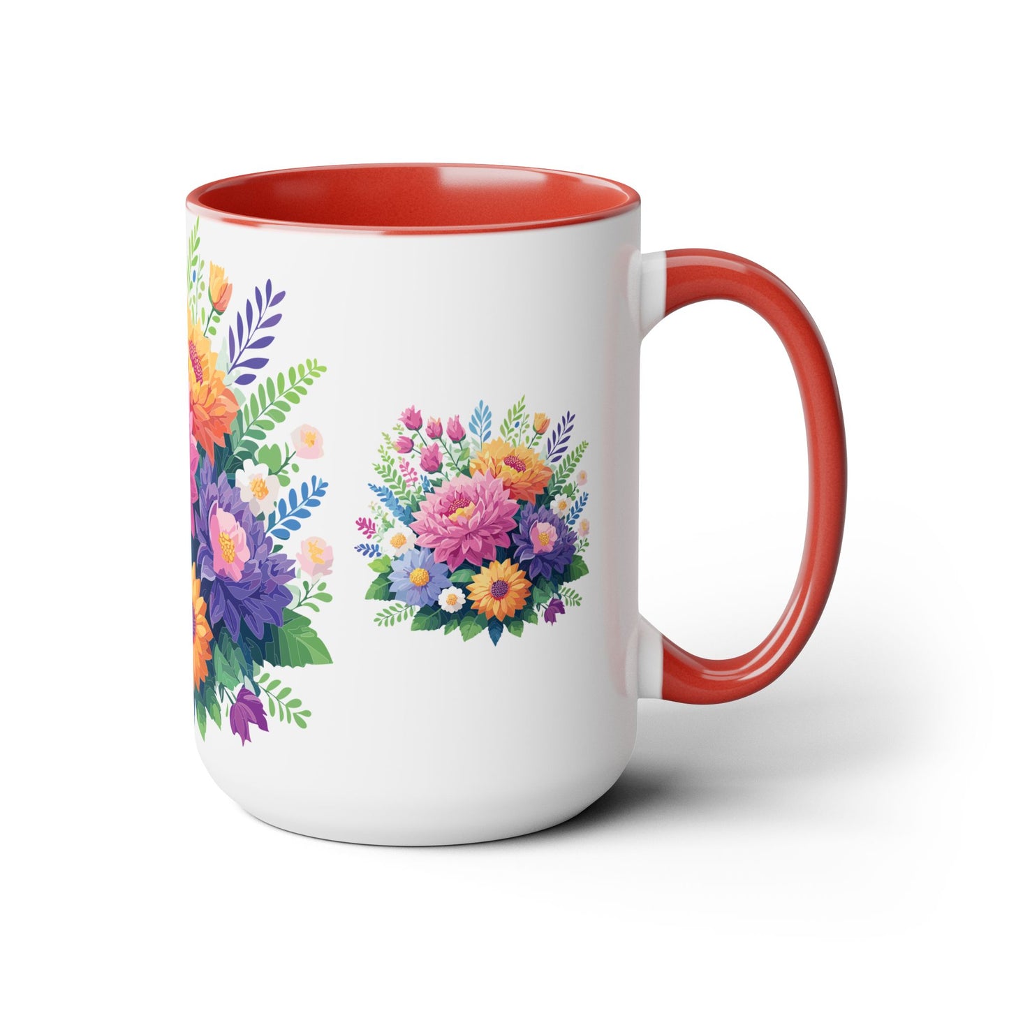 Two-Tone Coffee Mugs with flowers