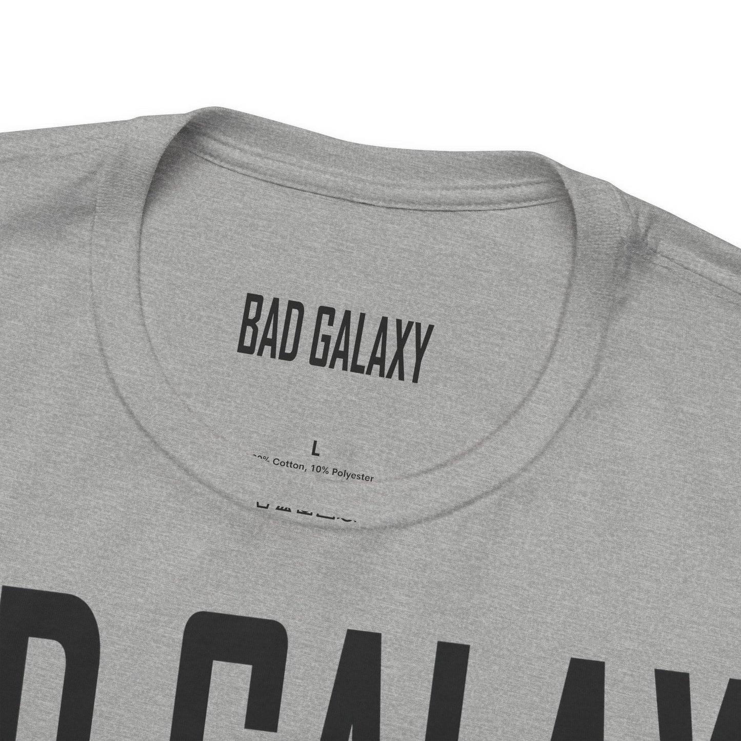 Tee Shirt With Red Stamp From Bad Galaxy Eco Friendly 100 Percent Cotton Printed In USA