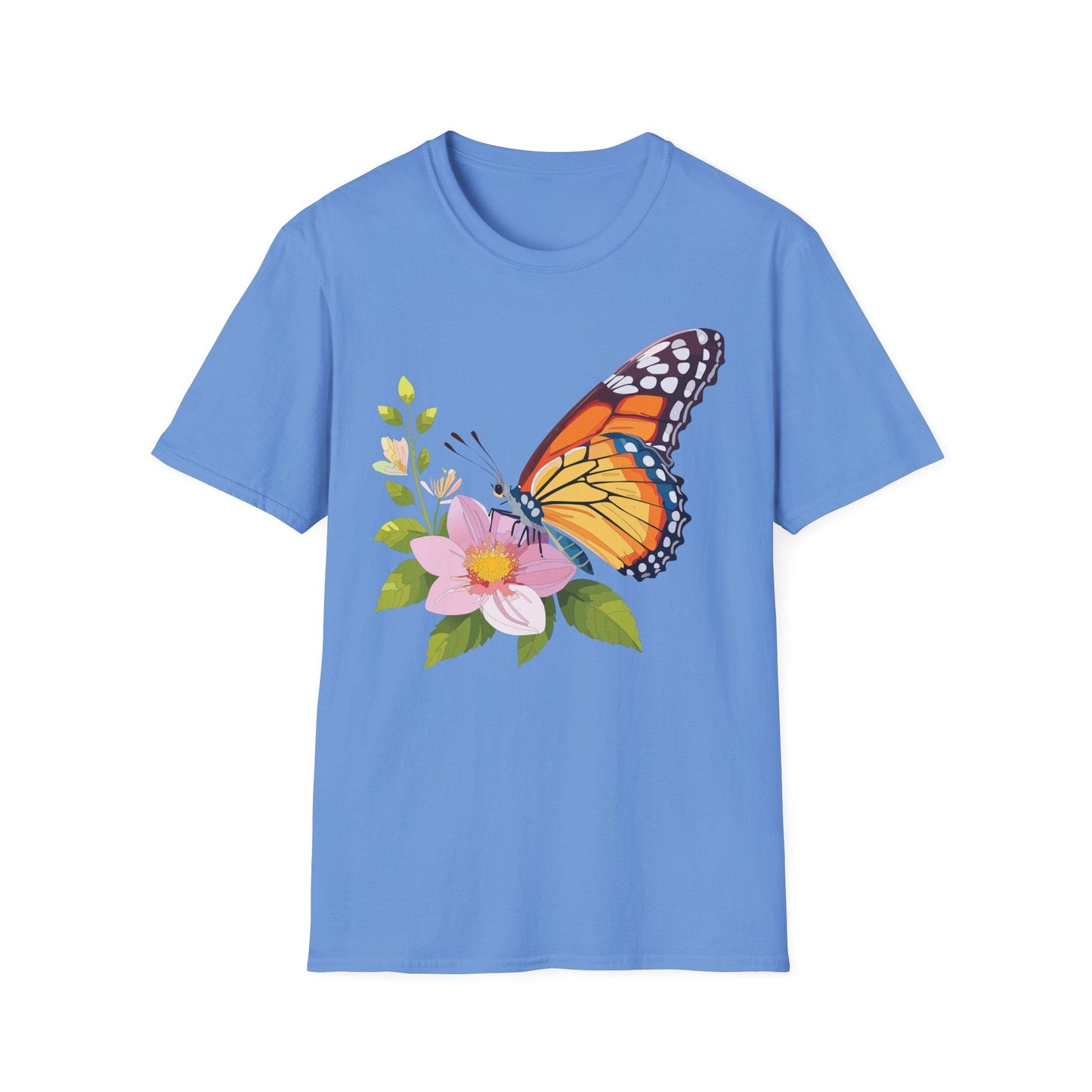 Butterfly T Shirt for Women and Men Monarch Print Softstyle Unisex Gildan 64000 Tee
