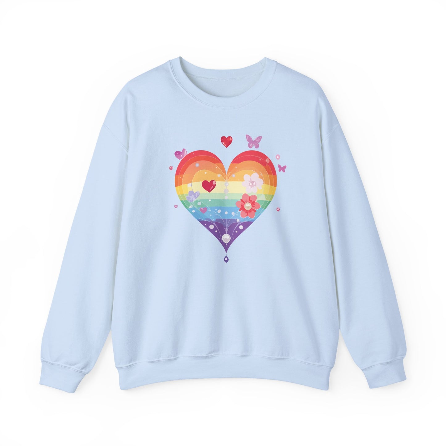 Rainbow Heart Sweatshirt, Floral Heart Sweatshirt, Floral Love Sweatshirt, Valentine's Day Sweatshirt, Rainbow Heart Floral Sweatshirt 115