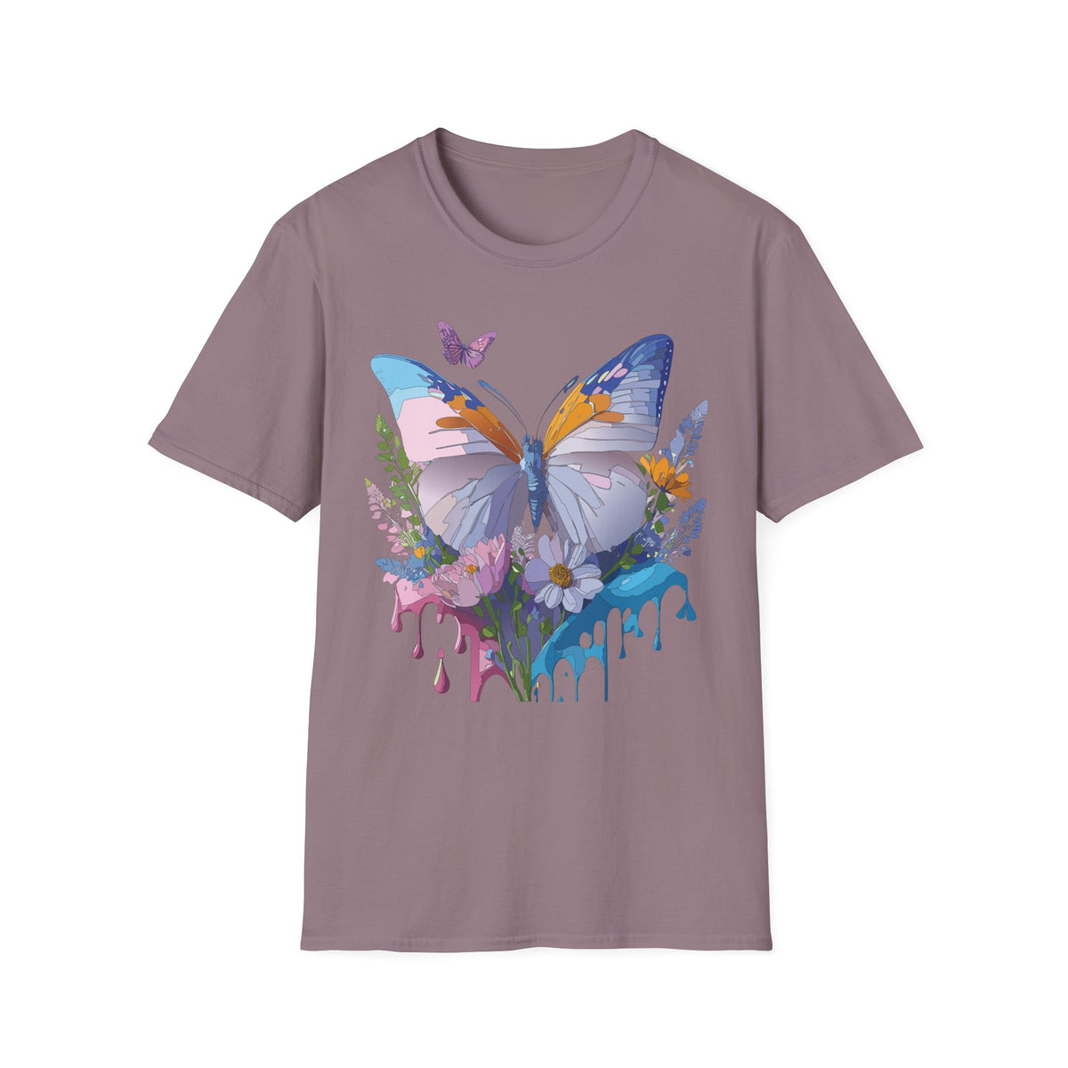 Butterfly Splash T-Shirt — Colorful Floral Drip Graphic Tee Unisex 100 Cotton Gildan T-Shirt