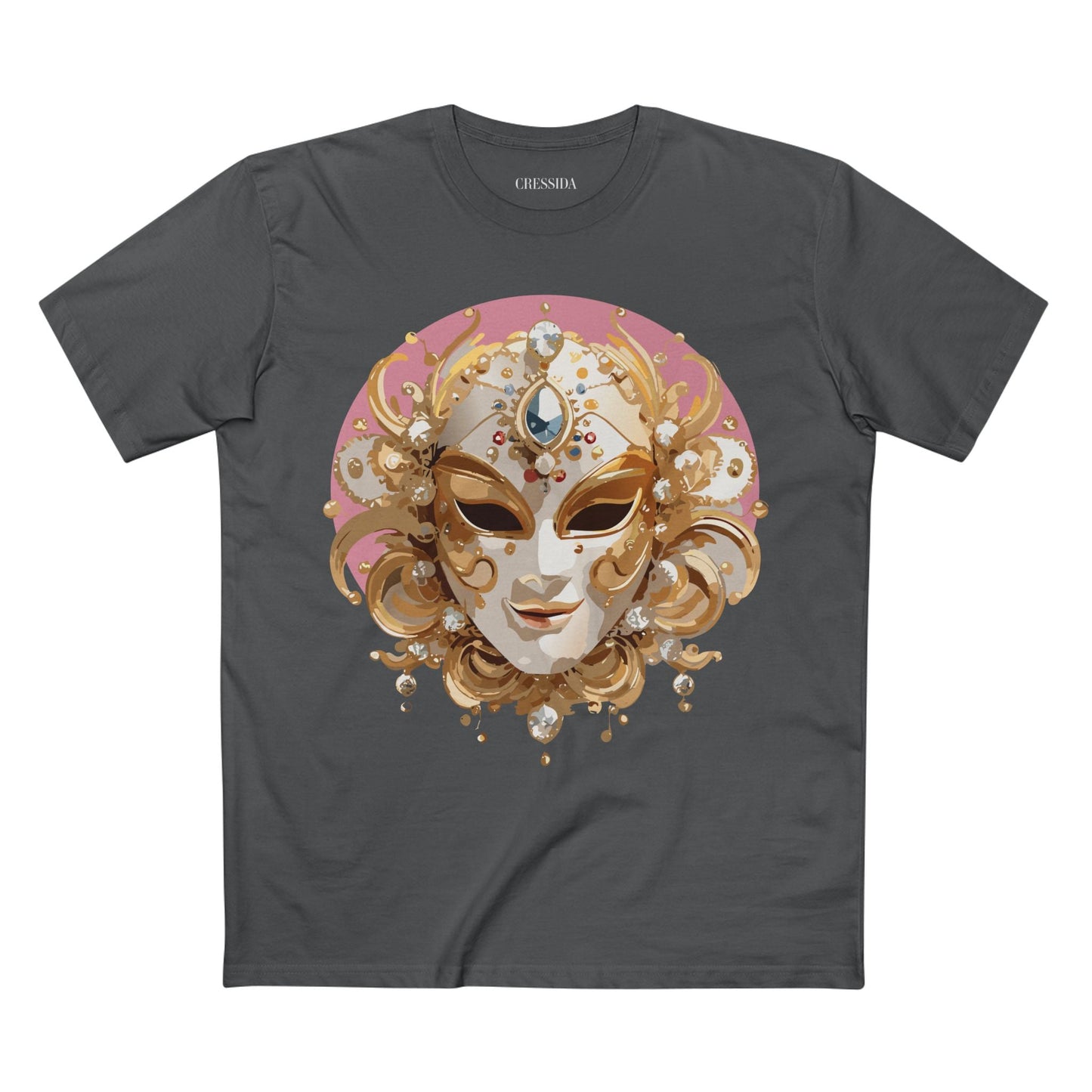 Carnival Mask Graphic T-Shirt Unisex 100 Cotton With Antique Gold Art Design Tee 13