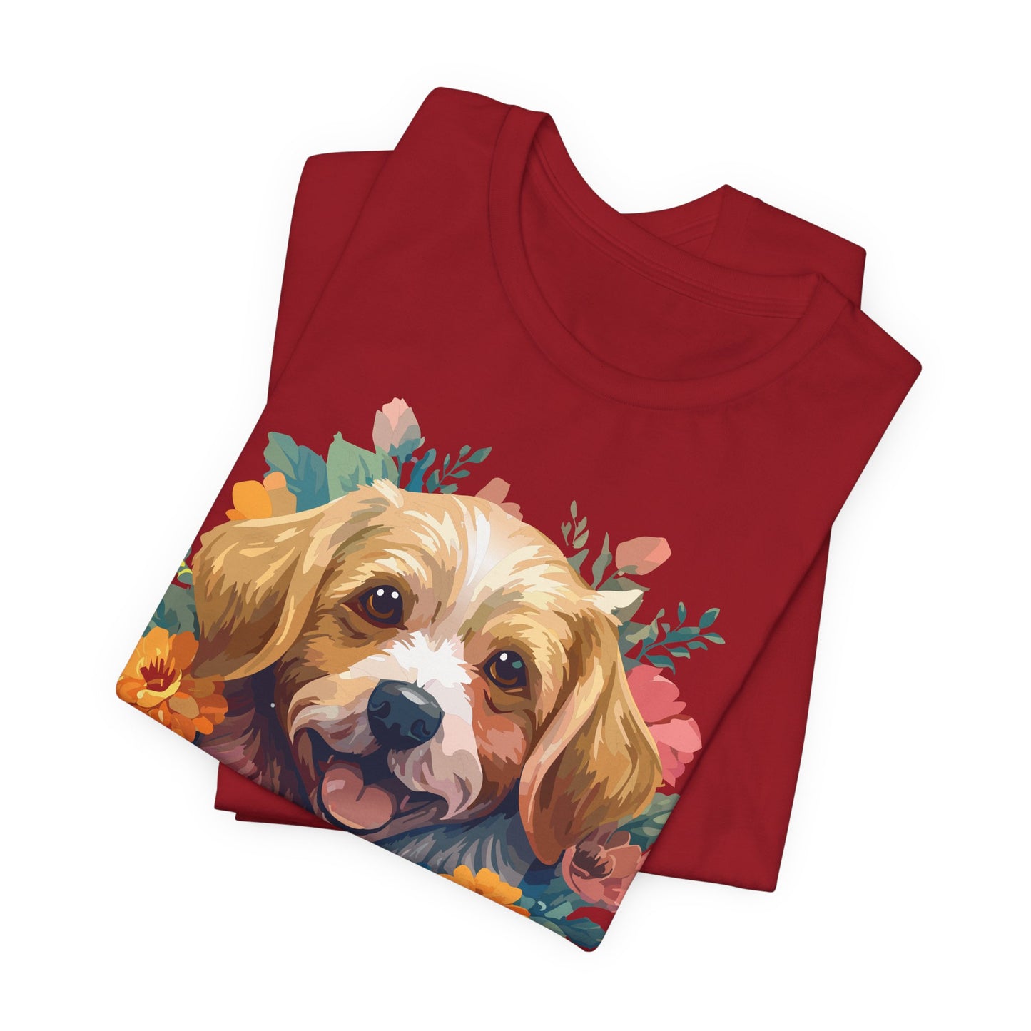 Floral Dog Tee, Animal Shirt, Dog Shirt, Floral Tee, Flower T-shirt, T-Shirt with Animal, Summer Top with Art Design