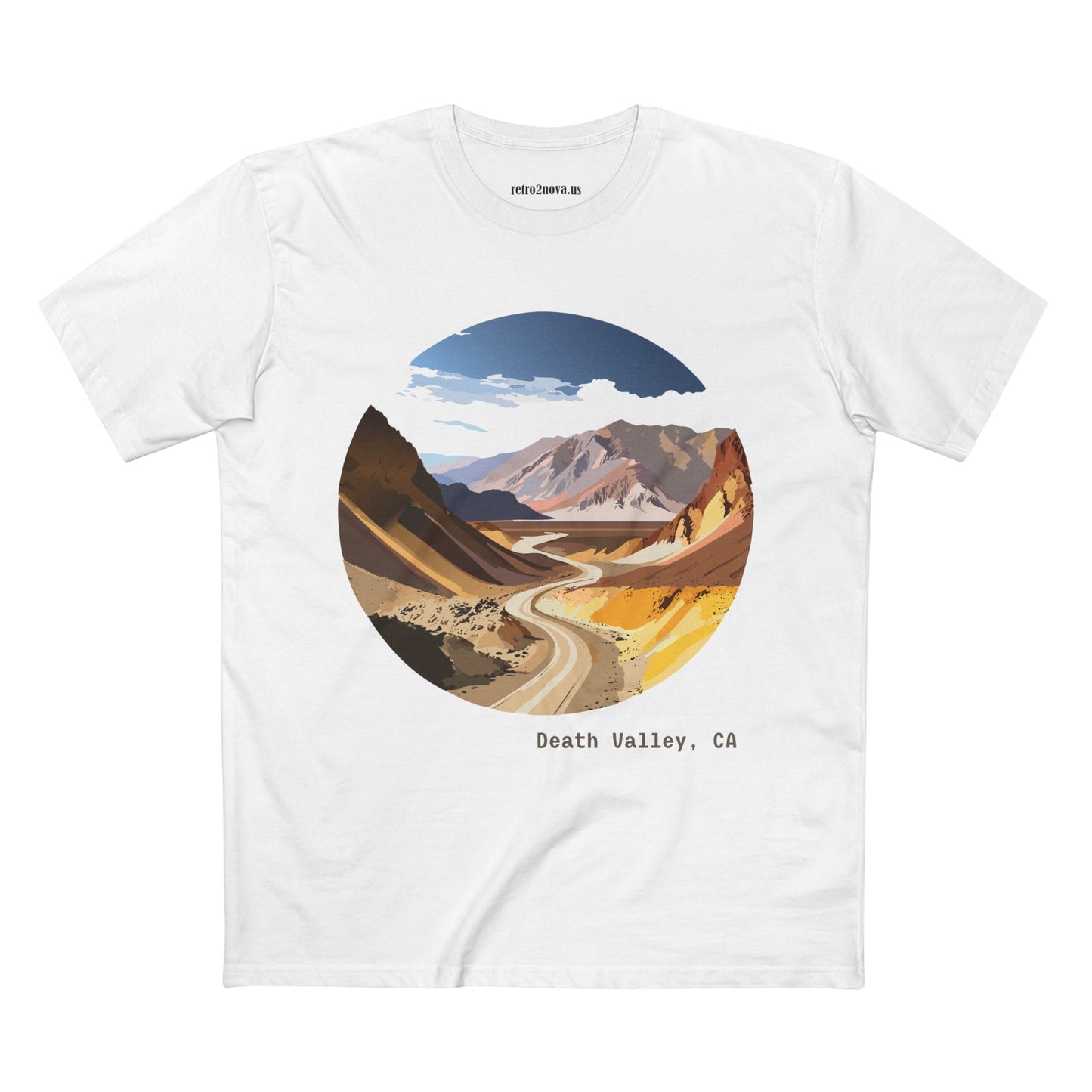 Travel Shirt Unisex Death Valley Tee With Original Art Design By Retro2Nova Premium Cotton Staple