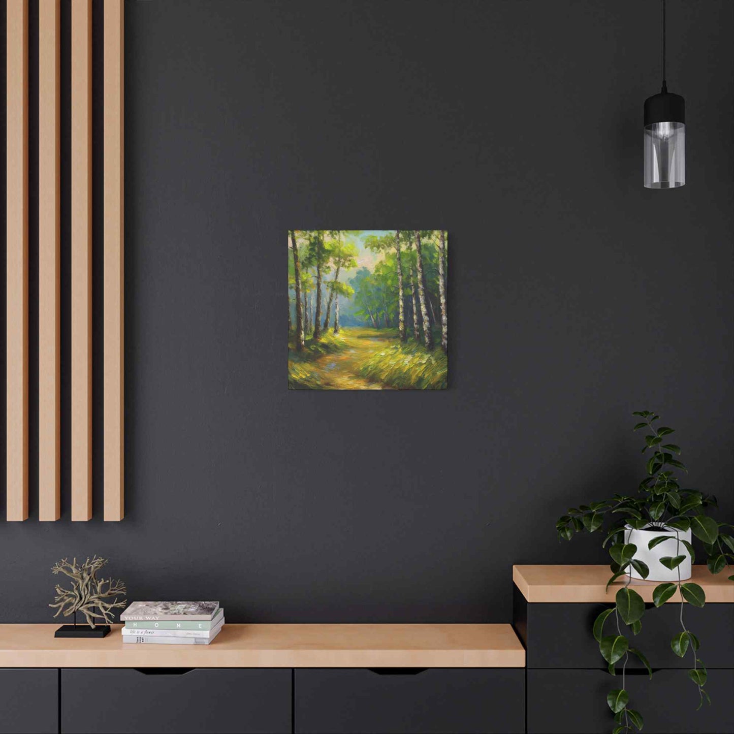 Summer Forest Print Canvas, Oil Paint Print 20x20, 24x24, 30x30, 32x32, 36x36 Art Design Pine-Wood Inner Frame MC-87