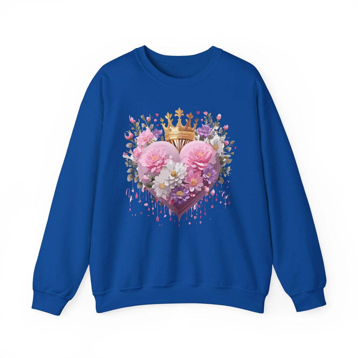 Floral Heart Love Graphic Valentine's Day Sweatshirt Unisex 50/50 Cotton-Poly Sweatshirt w20